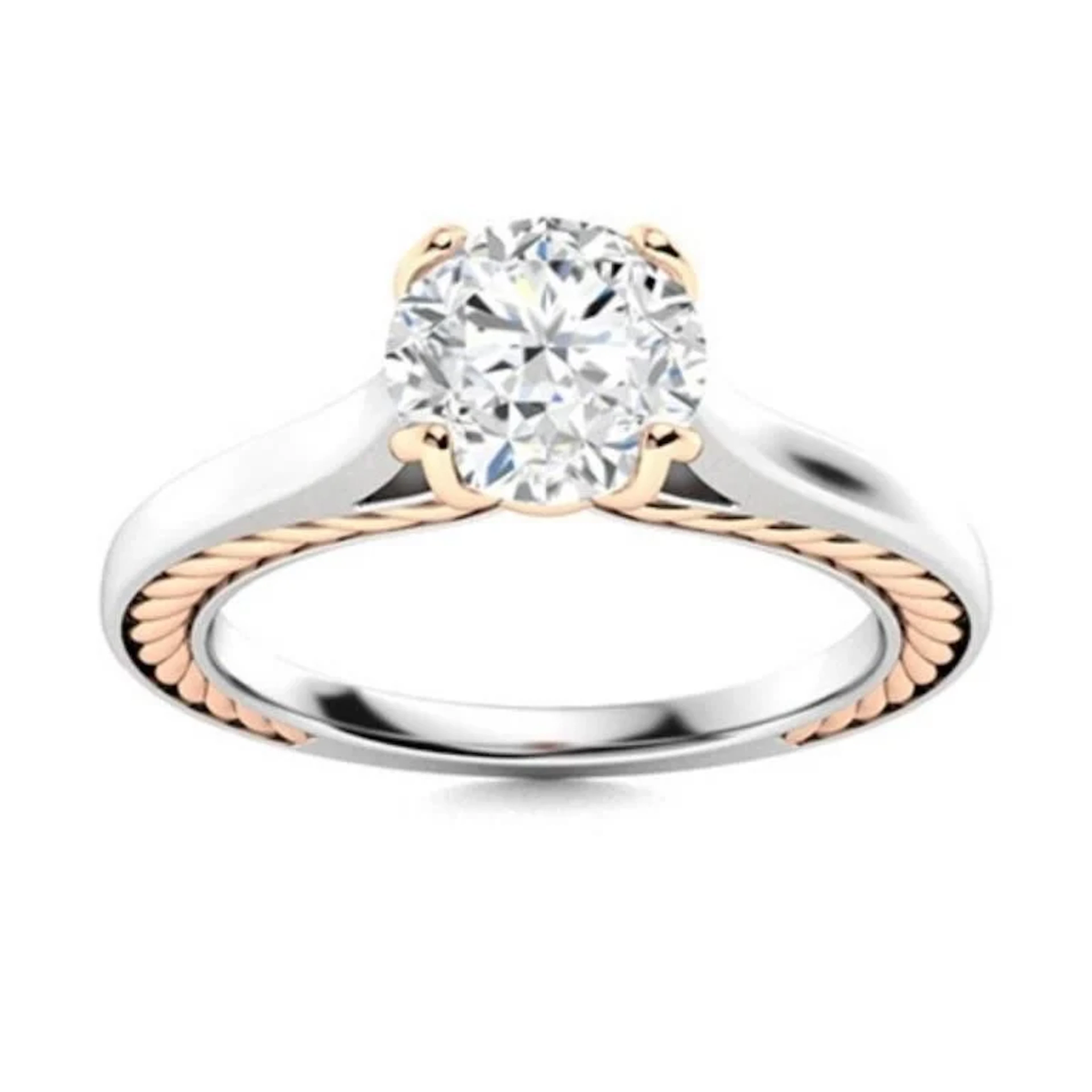 Gold & Brilliant White Diamond 2.50 Cts Ring - E/V
