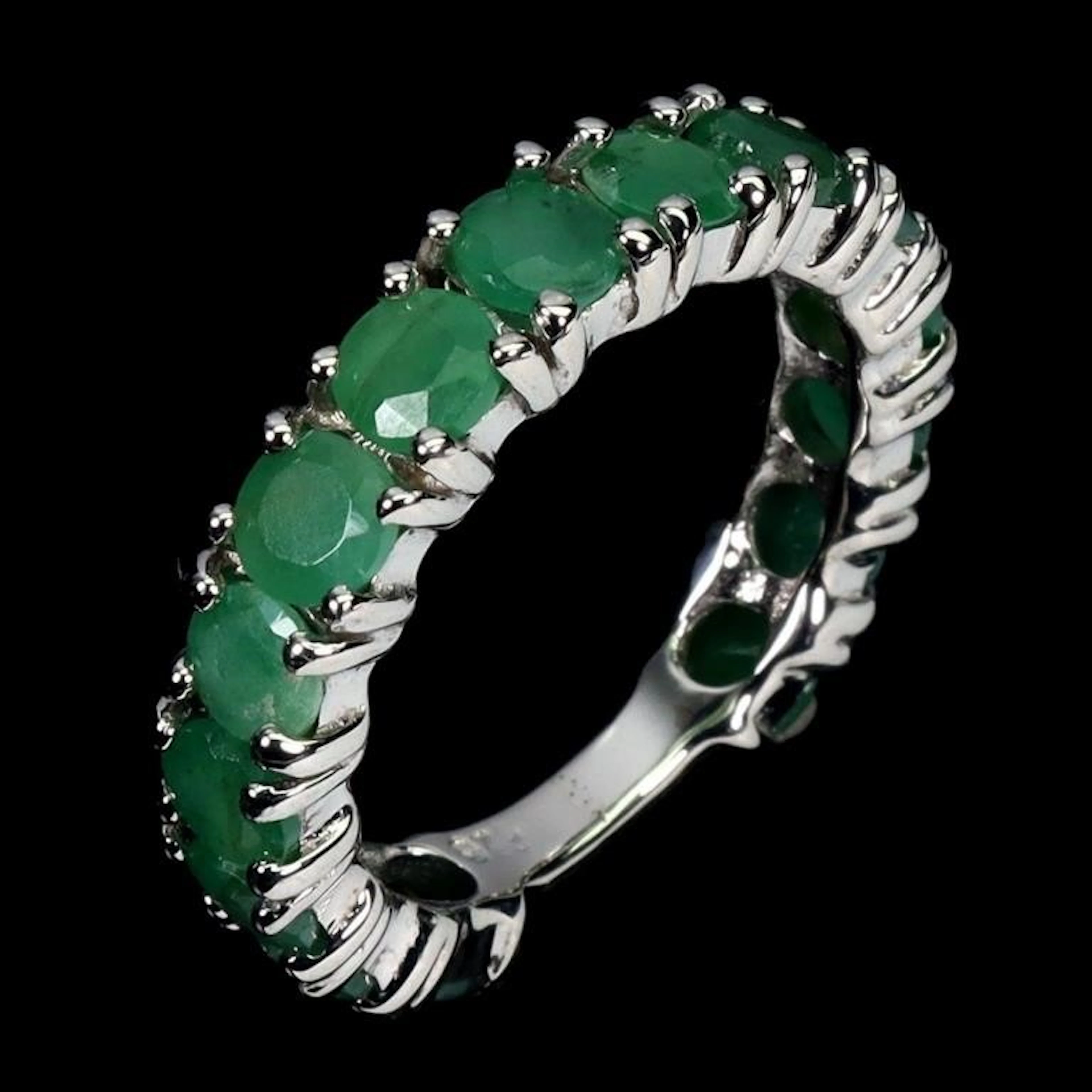 Natural Brazil Round Emerald Eternity Ring