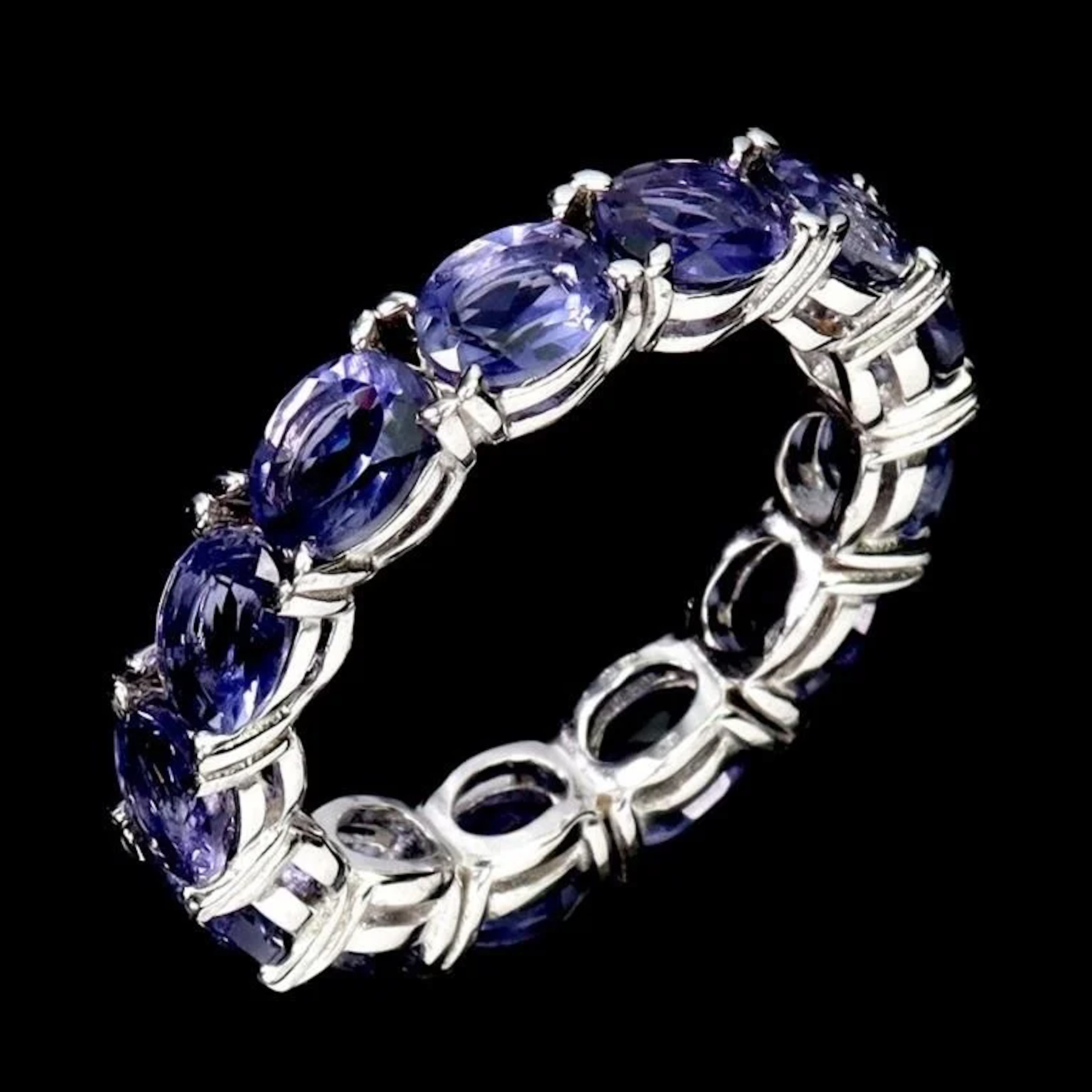 Natural Oval Iolite Eternity Ring