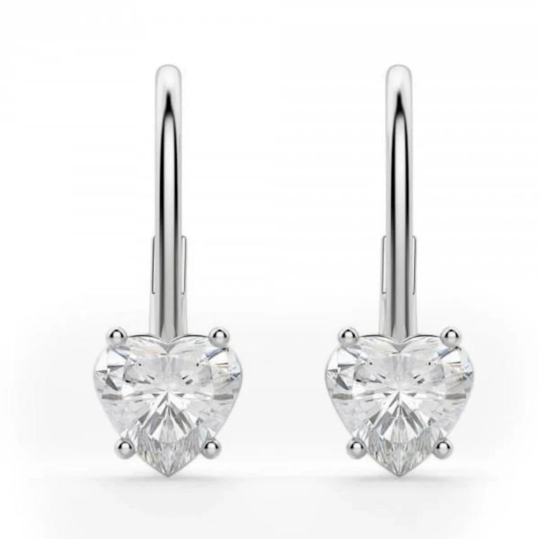 Gold & White Heart Diamond 7.25 Cts Earrings