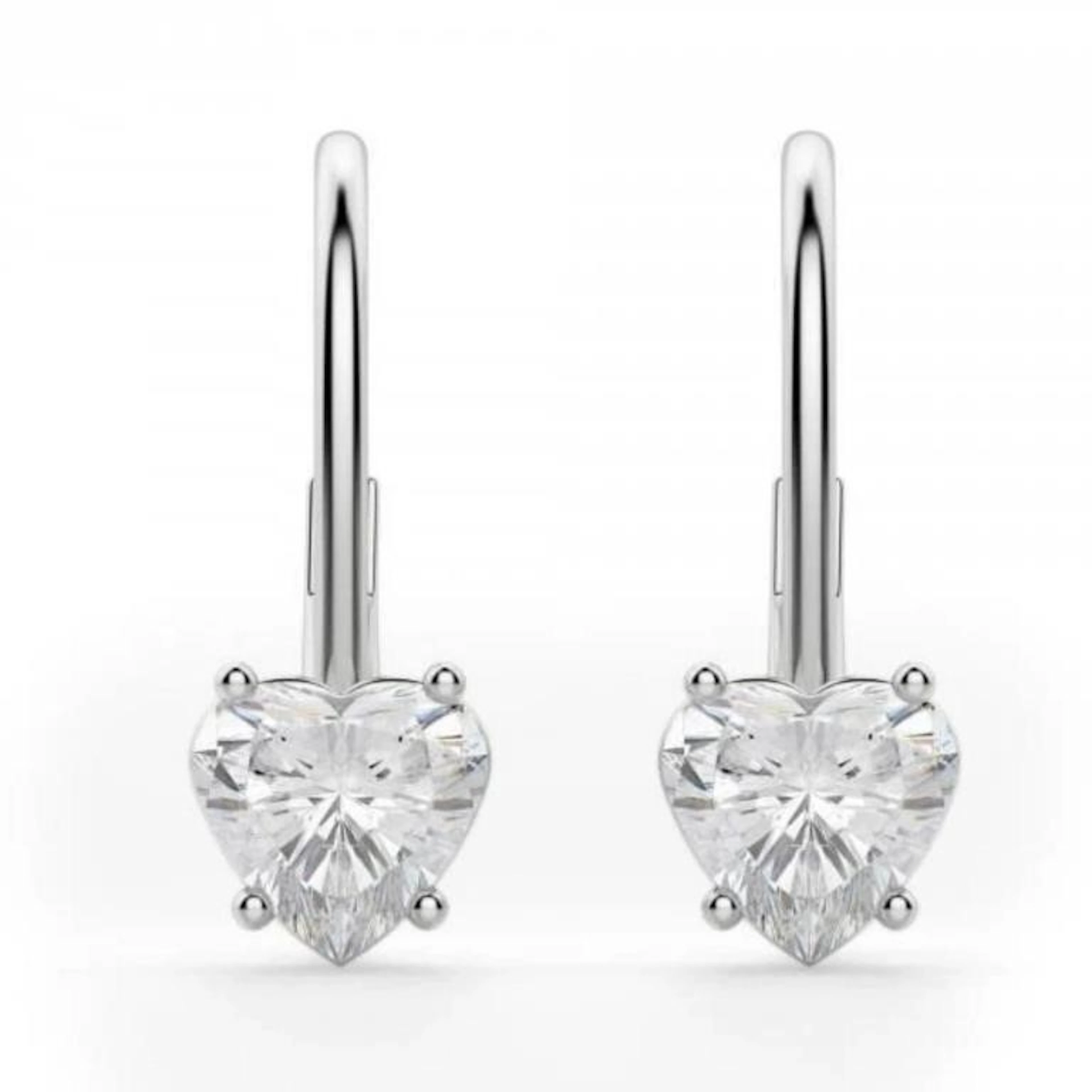 Gold & White Heart Diamond 7.25 Cts Earrings