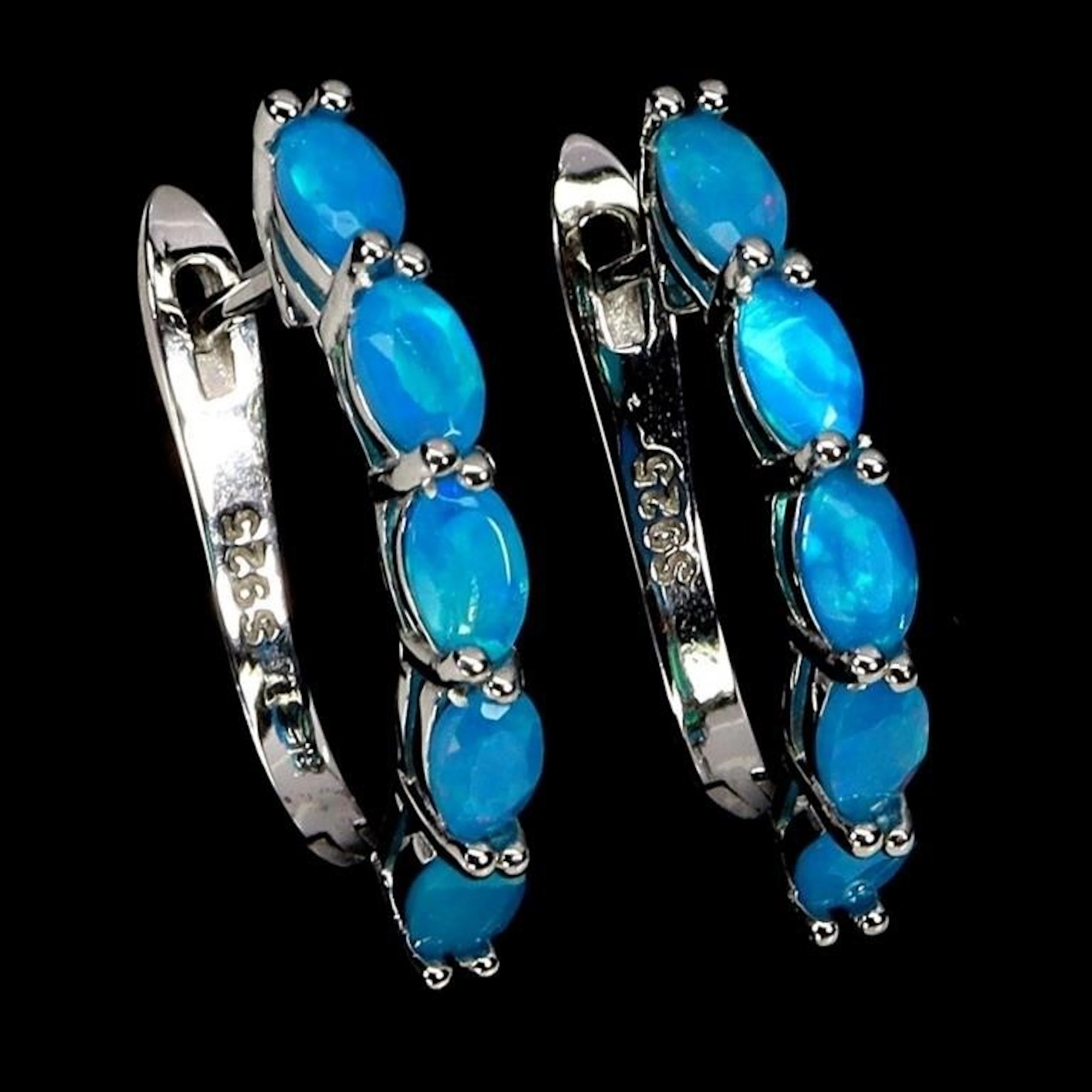 Natural Ethopian Blue Opal EarRings