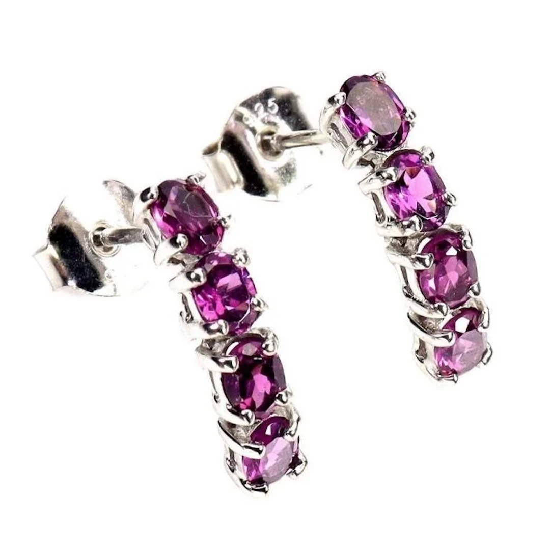 Natural Rhodolite Garnet Earrings