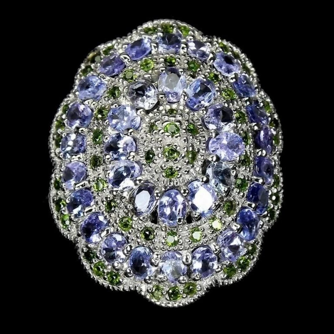 Natural Tanzanite & Chrome Diopside Ring