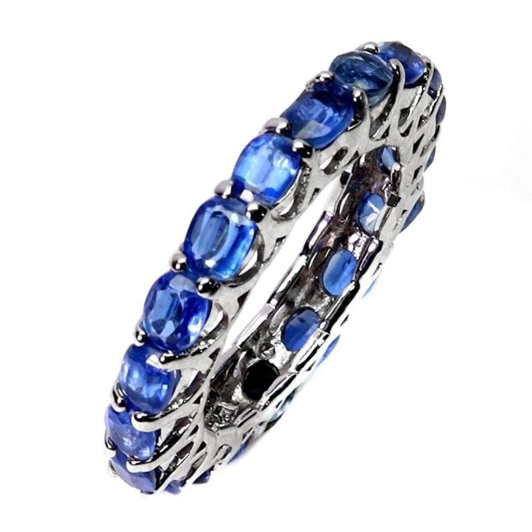 Natural Ovall Blue Kyanite Eternity Ring
