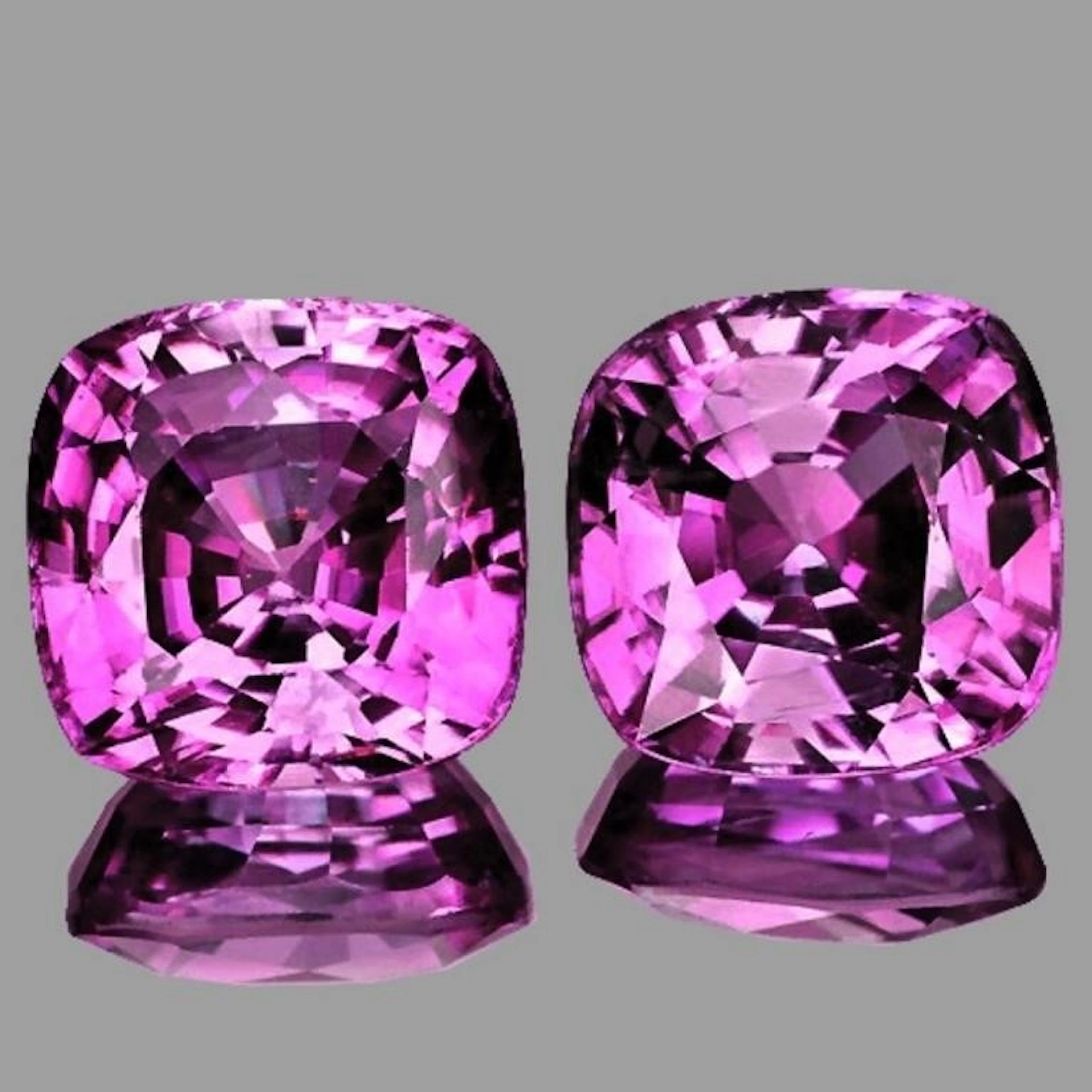 Natural Cushion Violet Pimk SapphirePair{Flawless-
