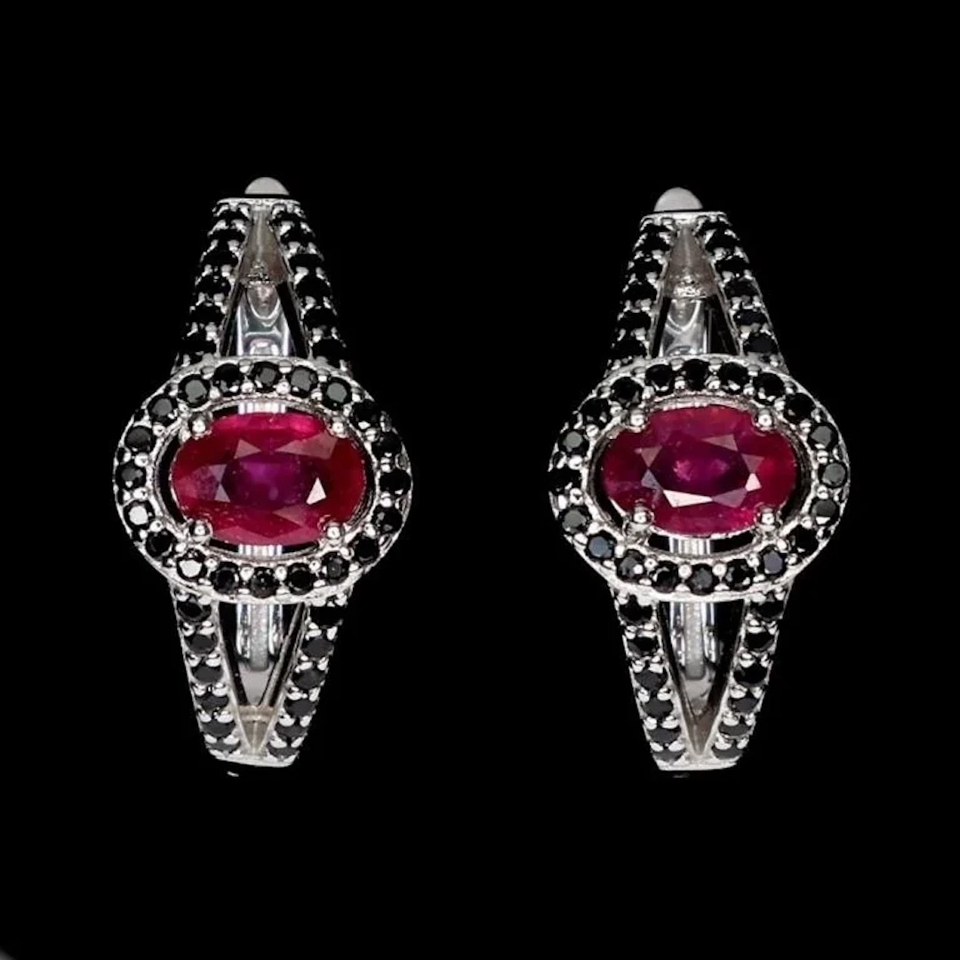 Natural Oval Ruby & Spinel Earrings