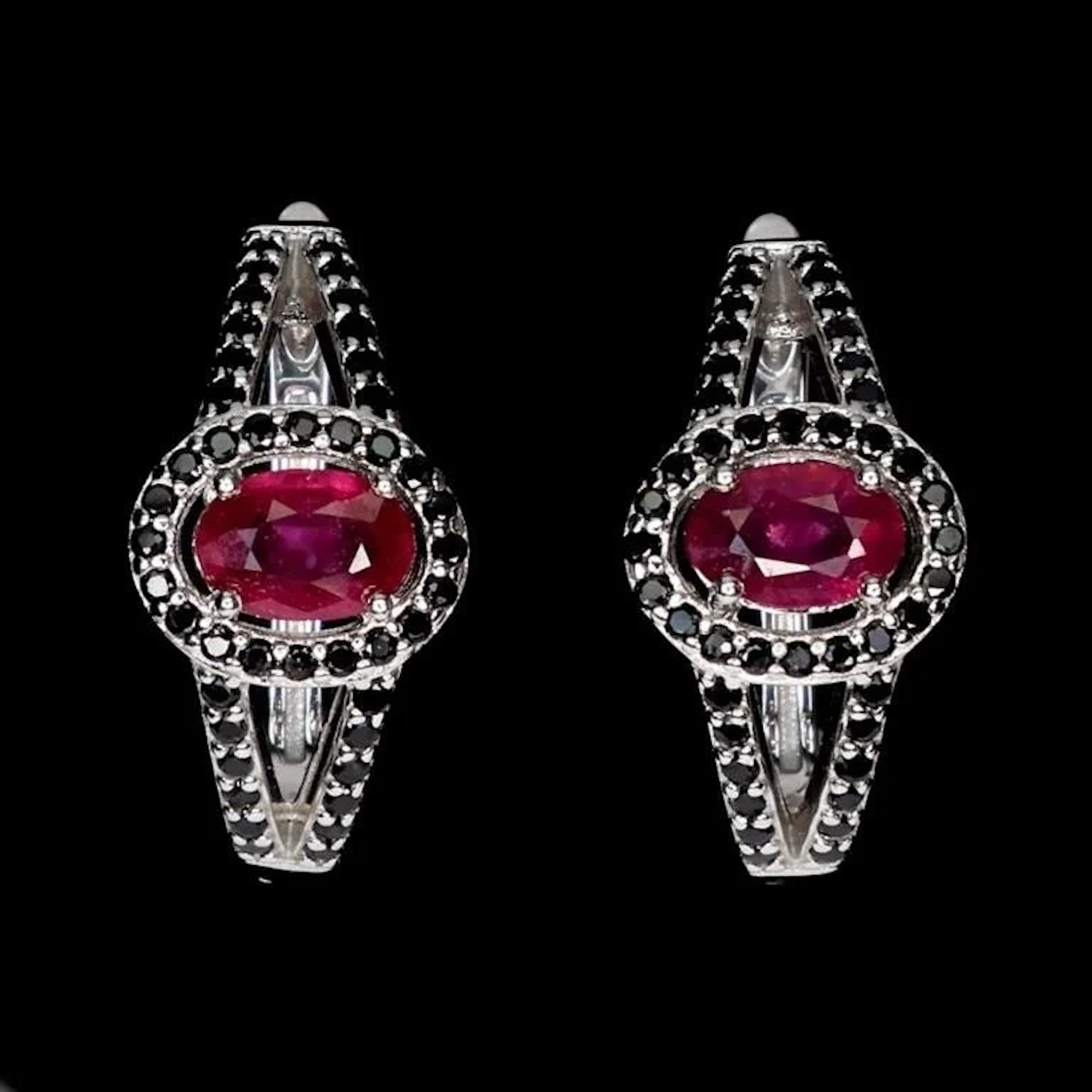 Natural Oval Ruby & Spinel Earrings