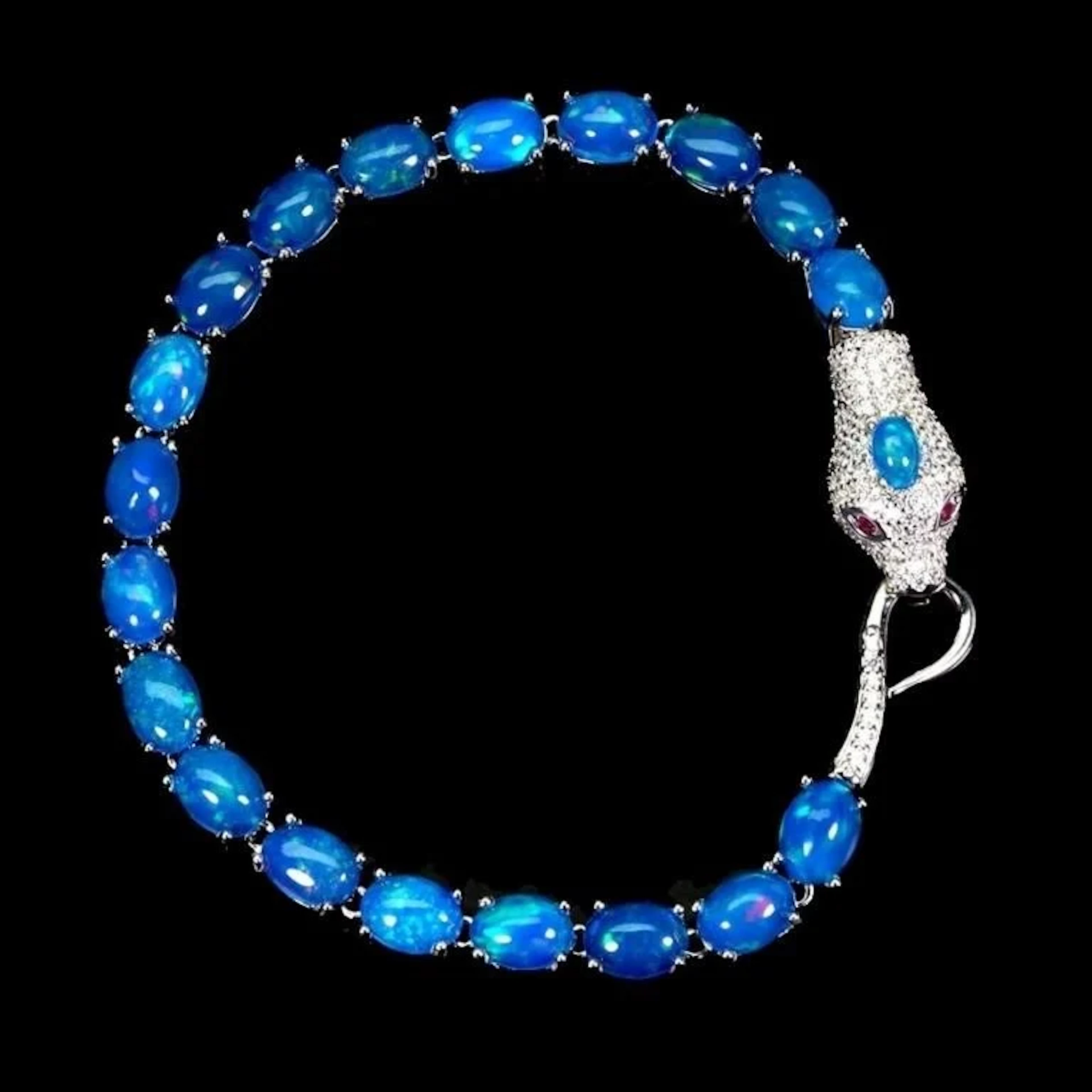 Natural Ethiopian Blue Opal Bracelet