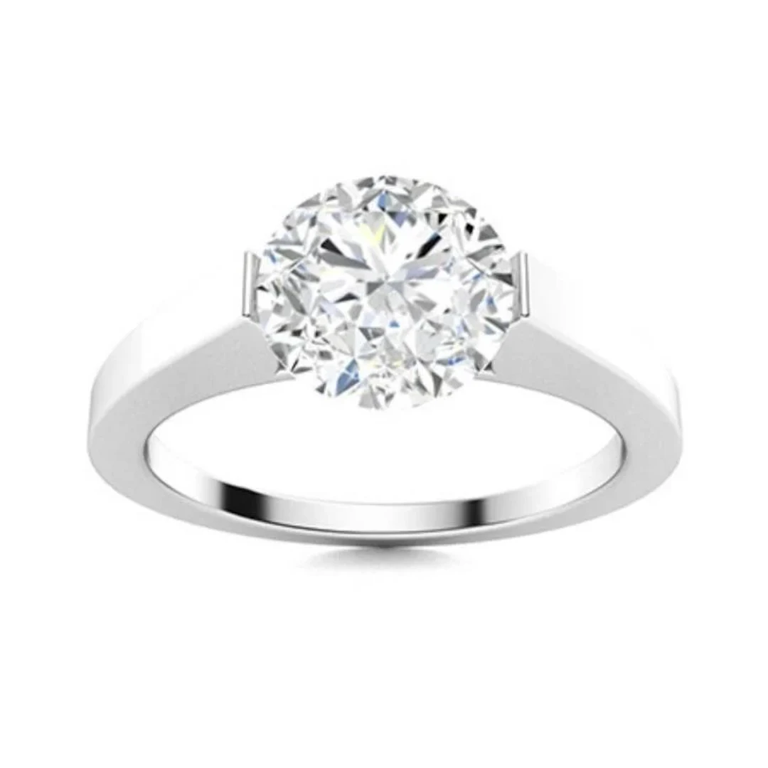 Gold & Brilliant White Diamond 1 Cts Ring - E/VVS