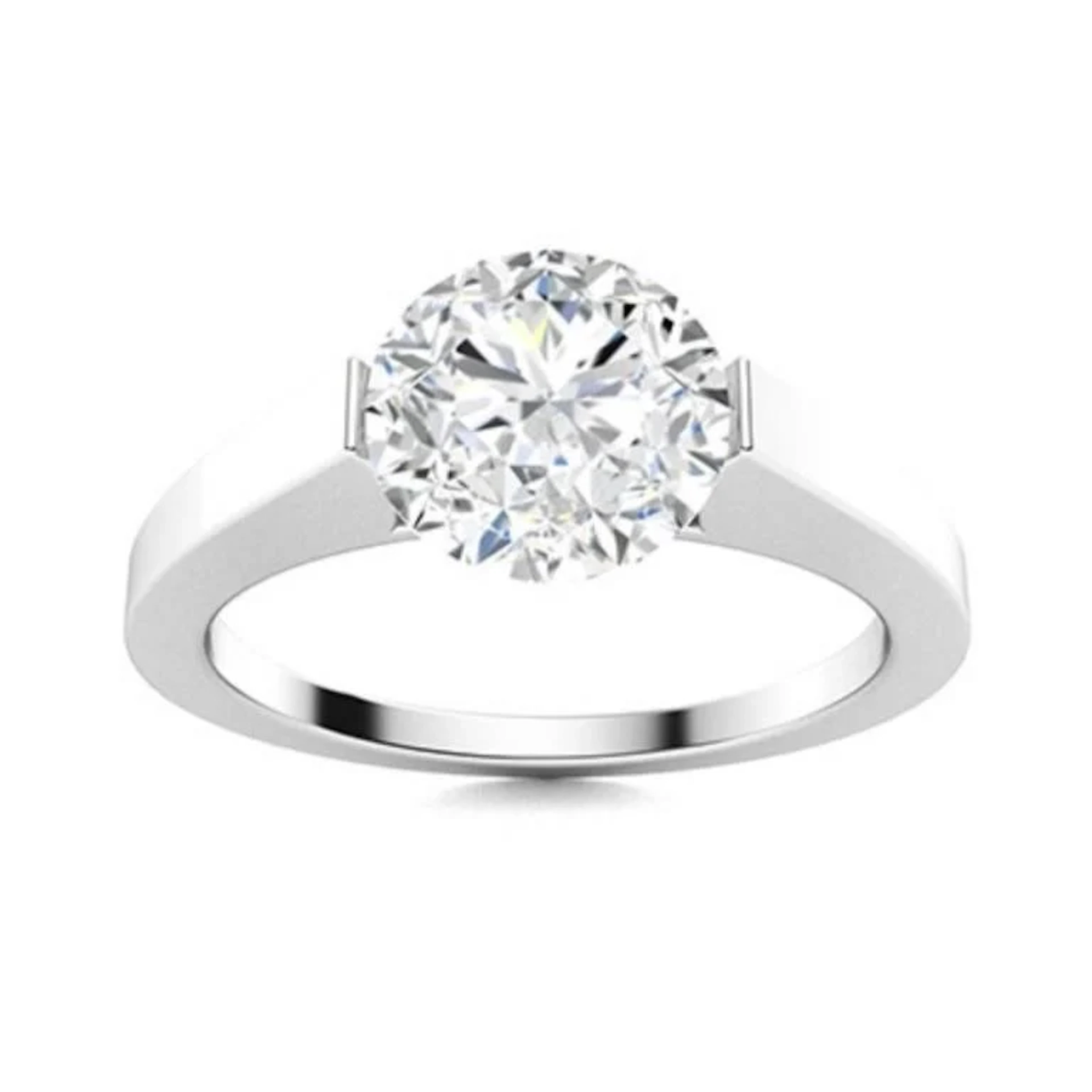 Gold & Brilliant White Diamond 2 Cts Ring - E/VVS