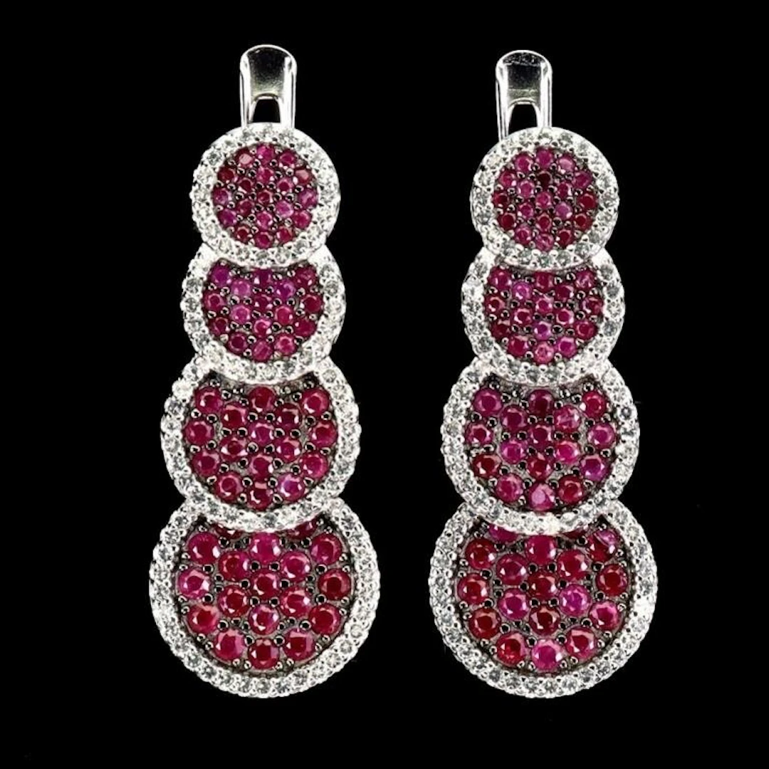 Natural Burma Red Ruby Earrings