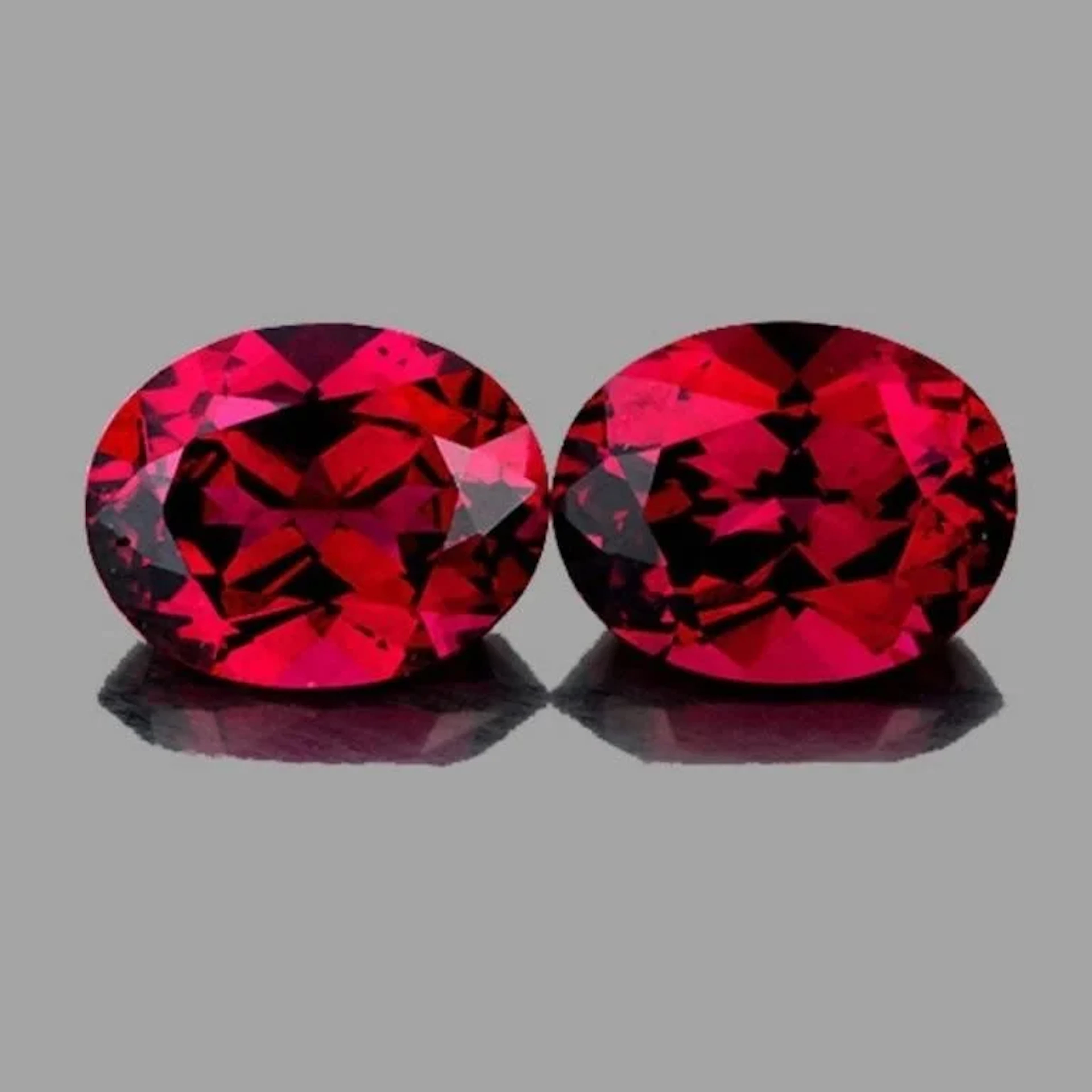 Natural Cherry Pink/Red Rhodolite Garnet Pair{Flaw