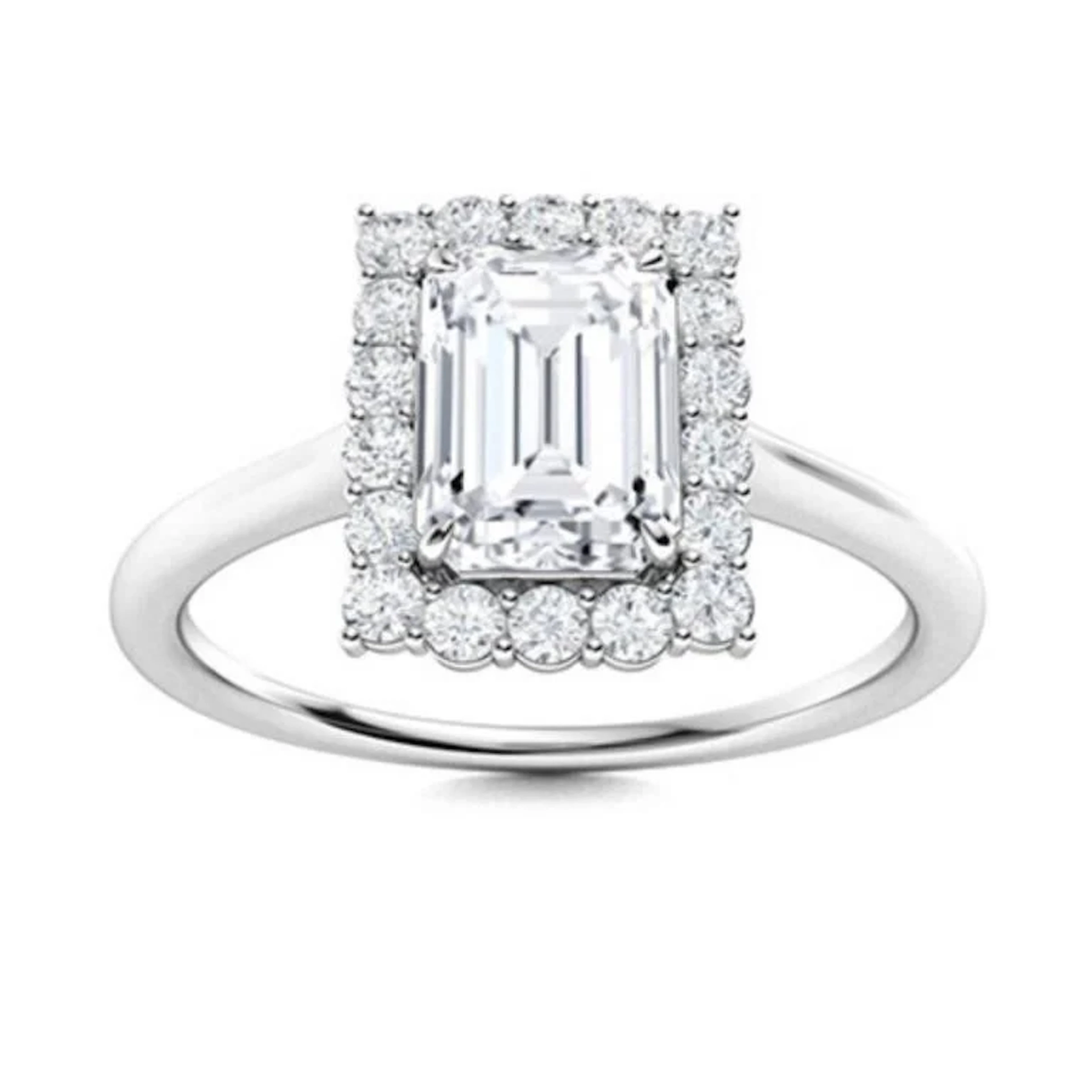 Gold & Lab Octagon Diamond 3.50 Cts Ring - E/VVS