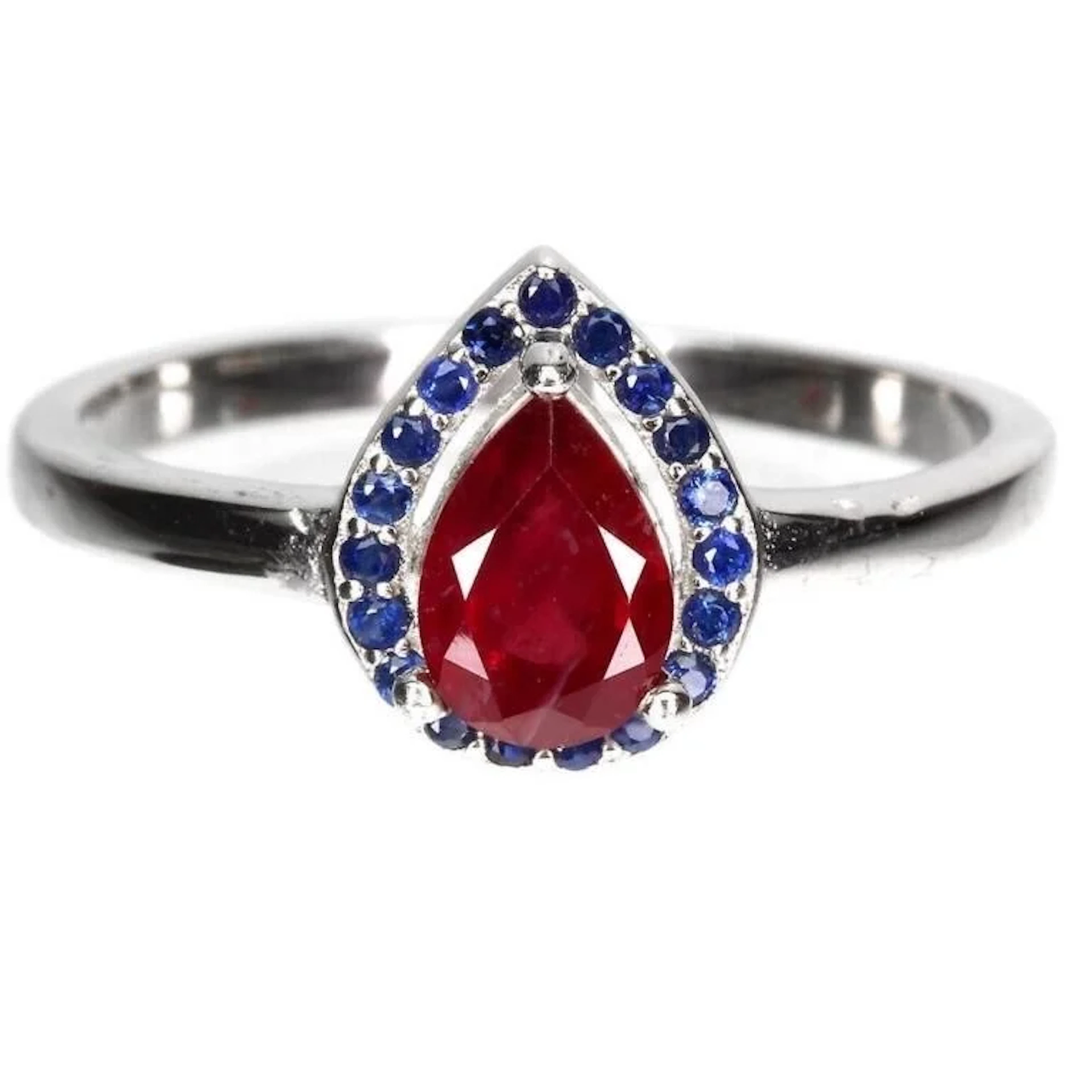 Natural Pigeon Blood Red Ruby and Sapphire Ring