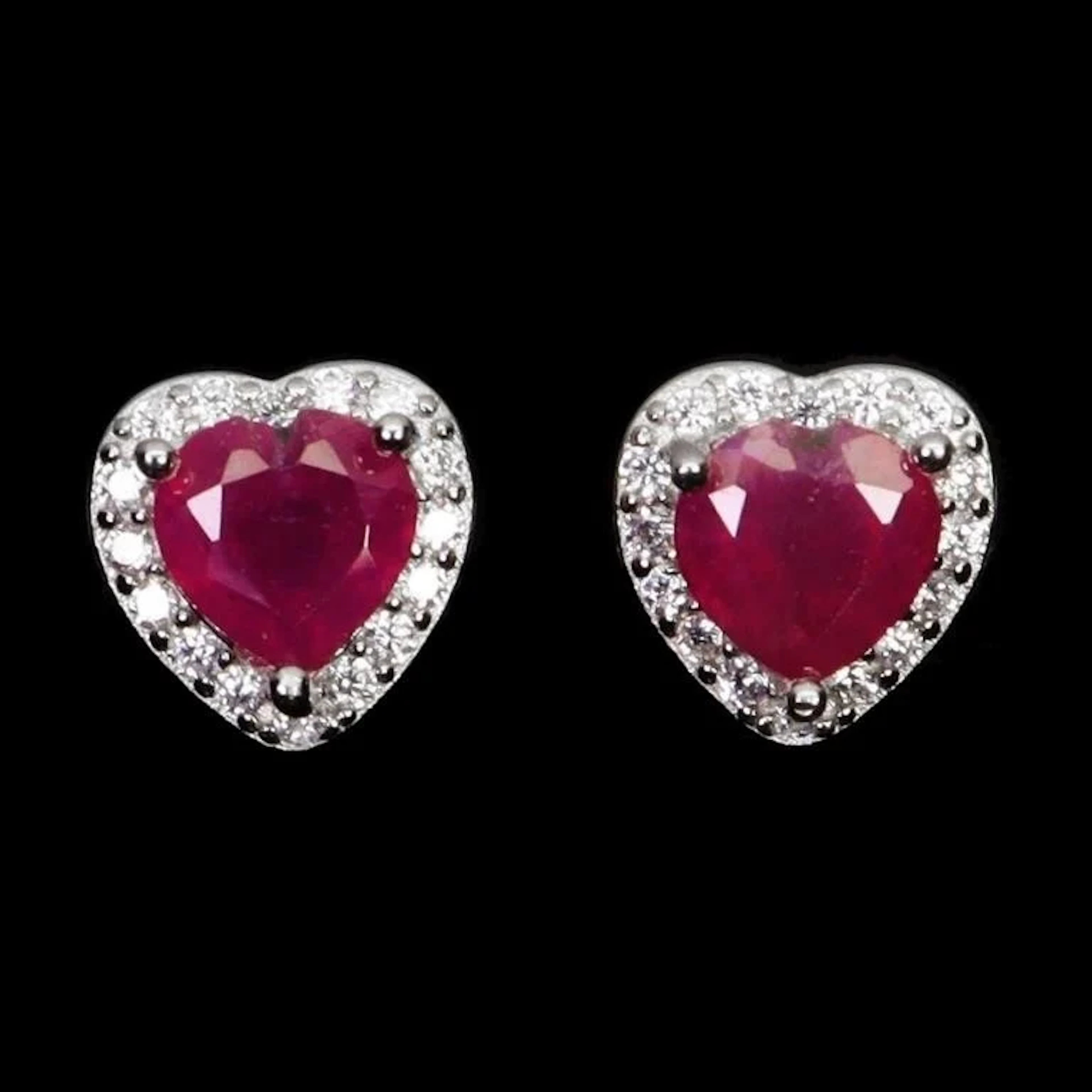 Natural Red Heart Ruby Earrings