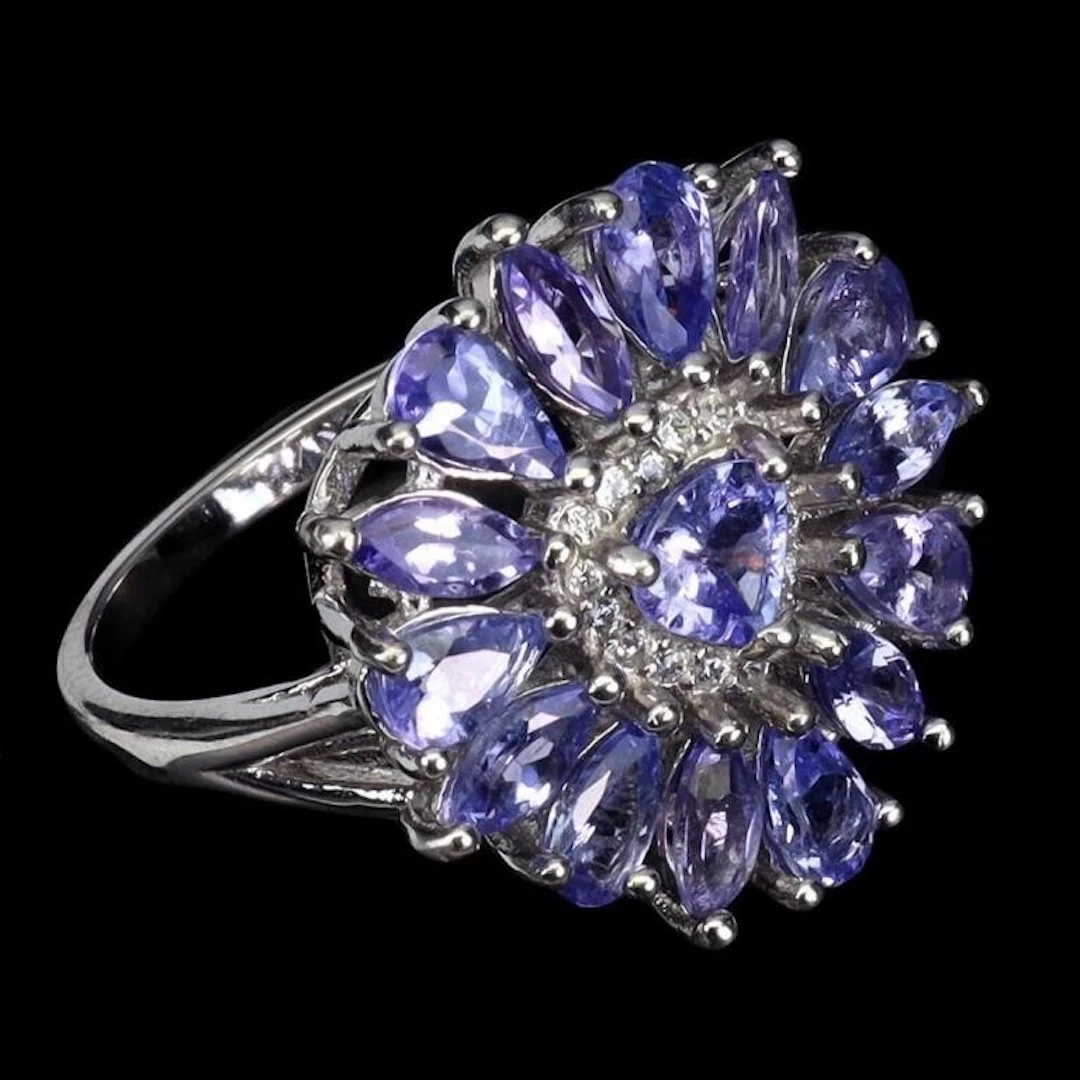 Natural Heart Blue Tanzanite Ring