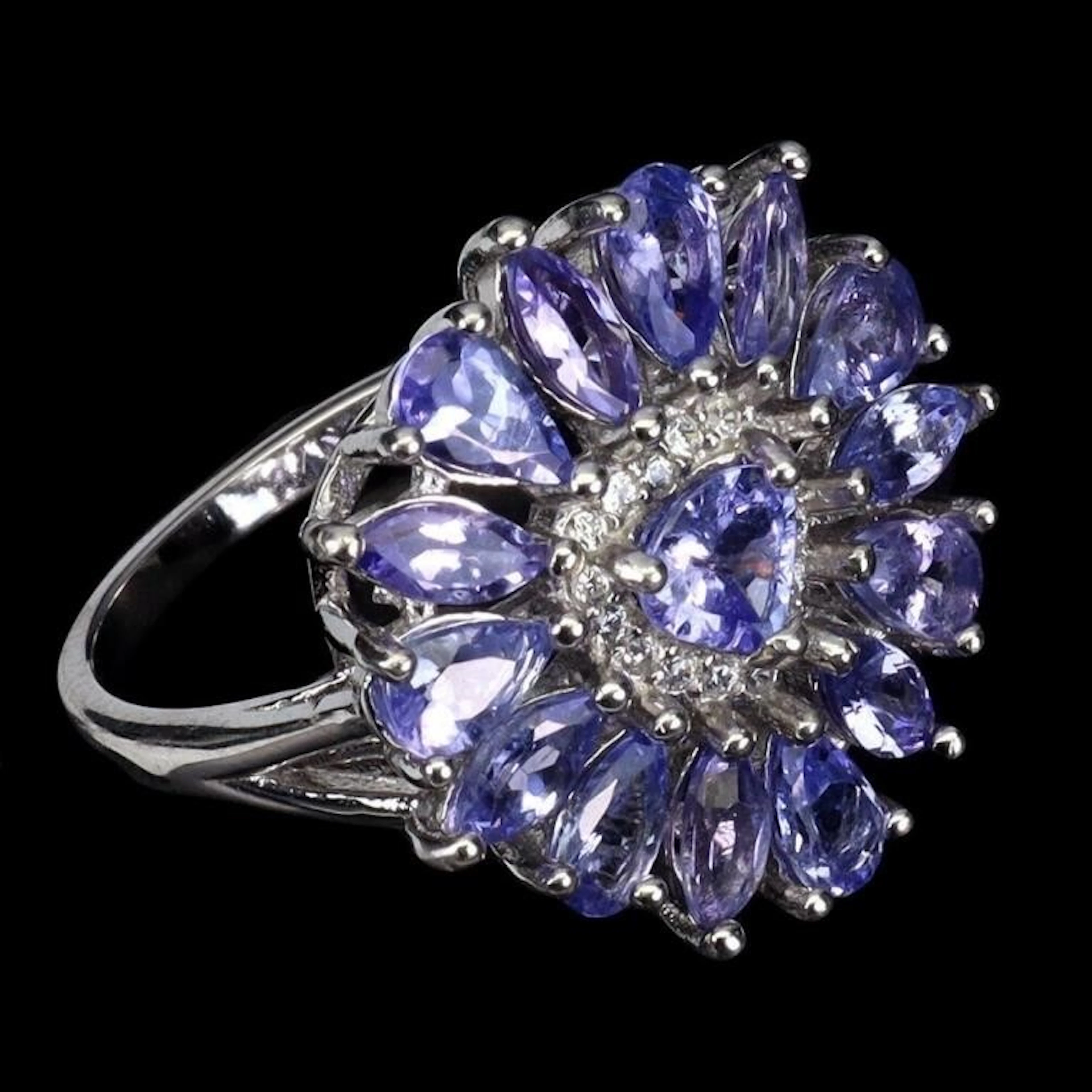 Natural Heart Blue Tanzanite Ring