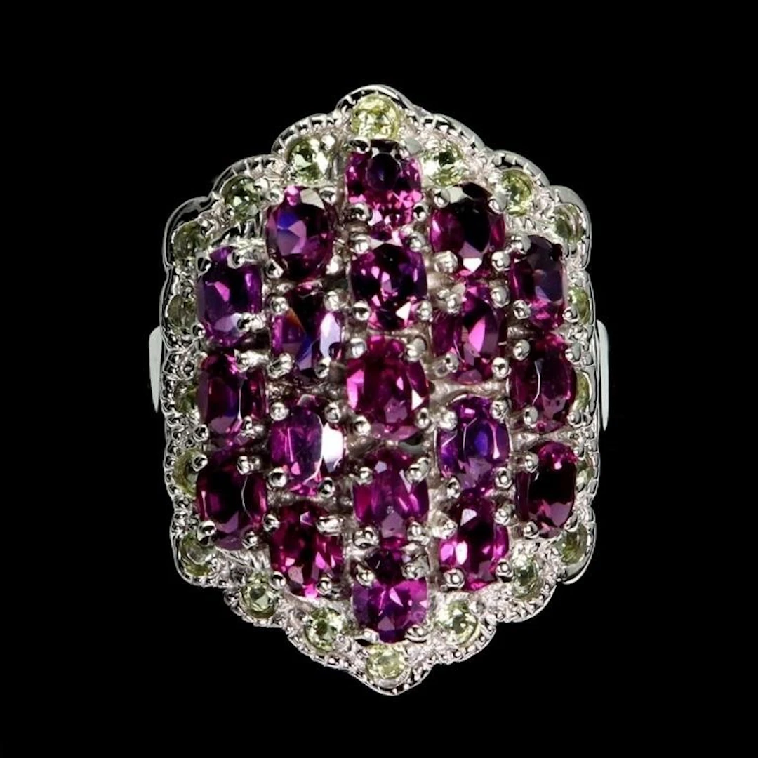 Natural Rhodolite Garnet & Sapphire Ring