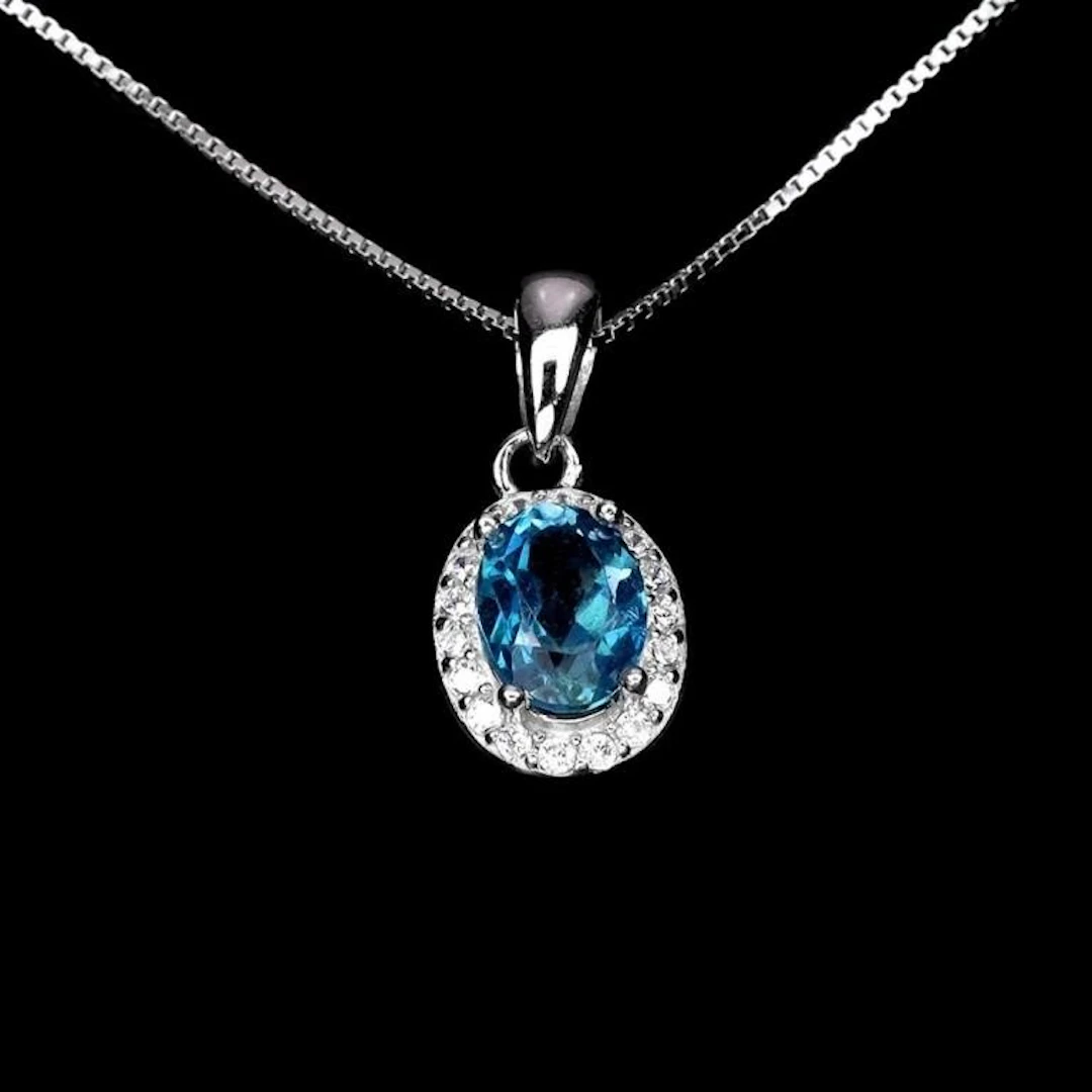 Natural London Blue Topaz Necklace