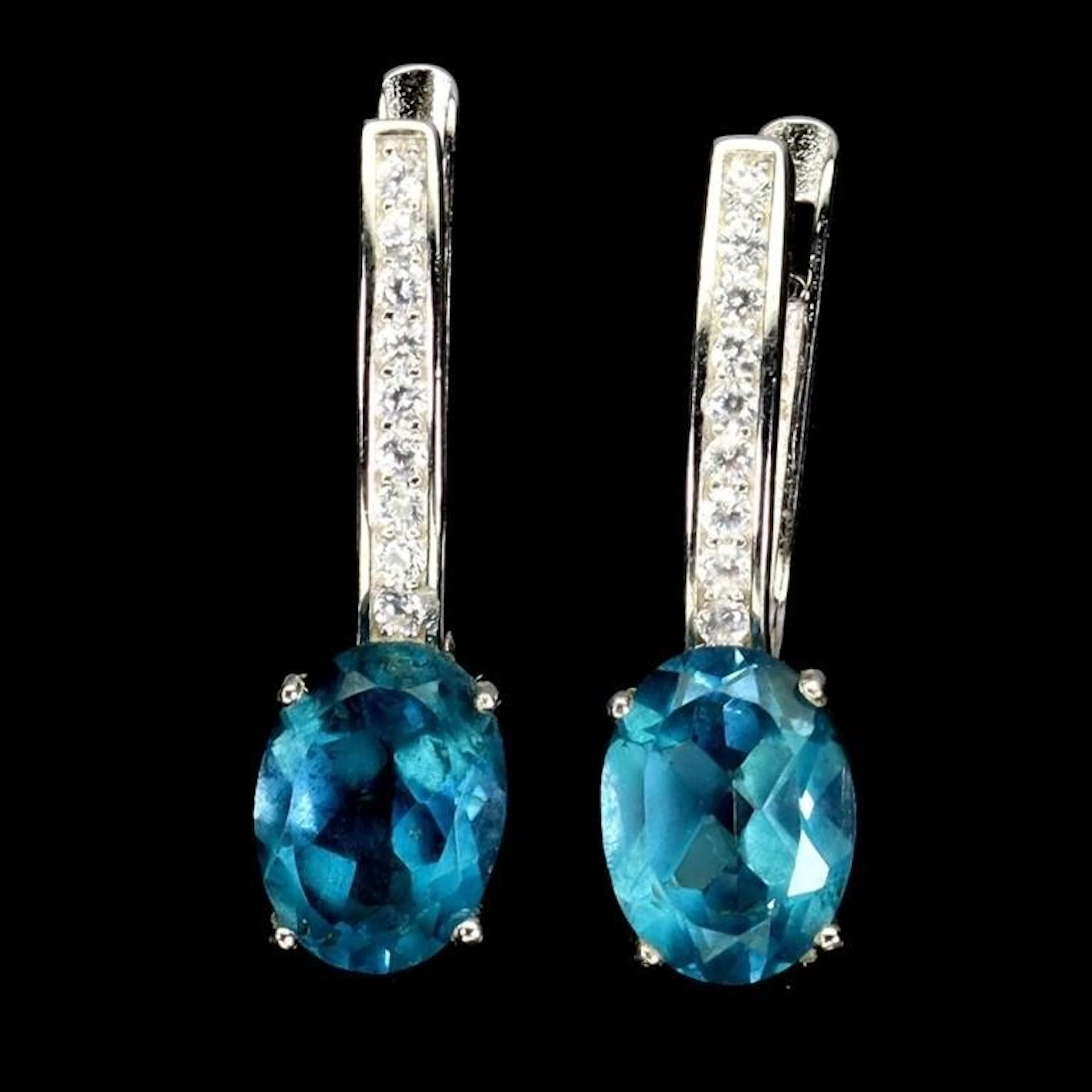 Natural Brazil London Blue Topaz Earrings