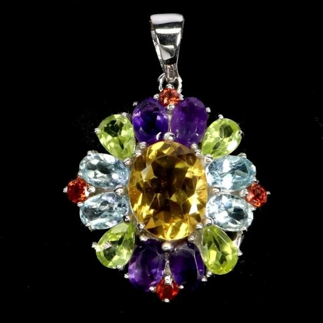 Natural Multi Stone Cocktail Pendant