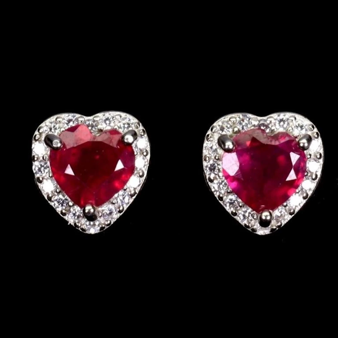 Natural Red Ruby Earrings