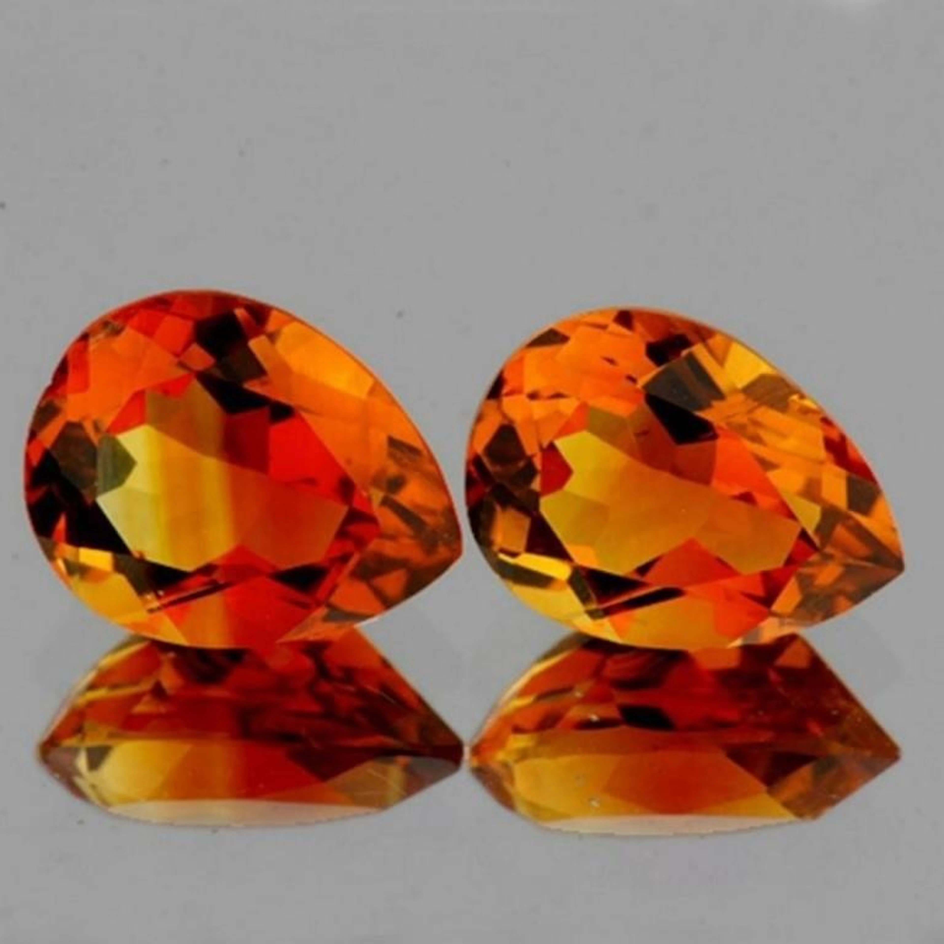Natural AAA Madeira Orange Citrine Pair 10x7 MM -