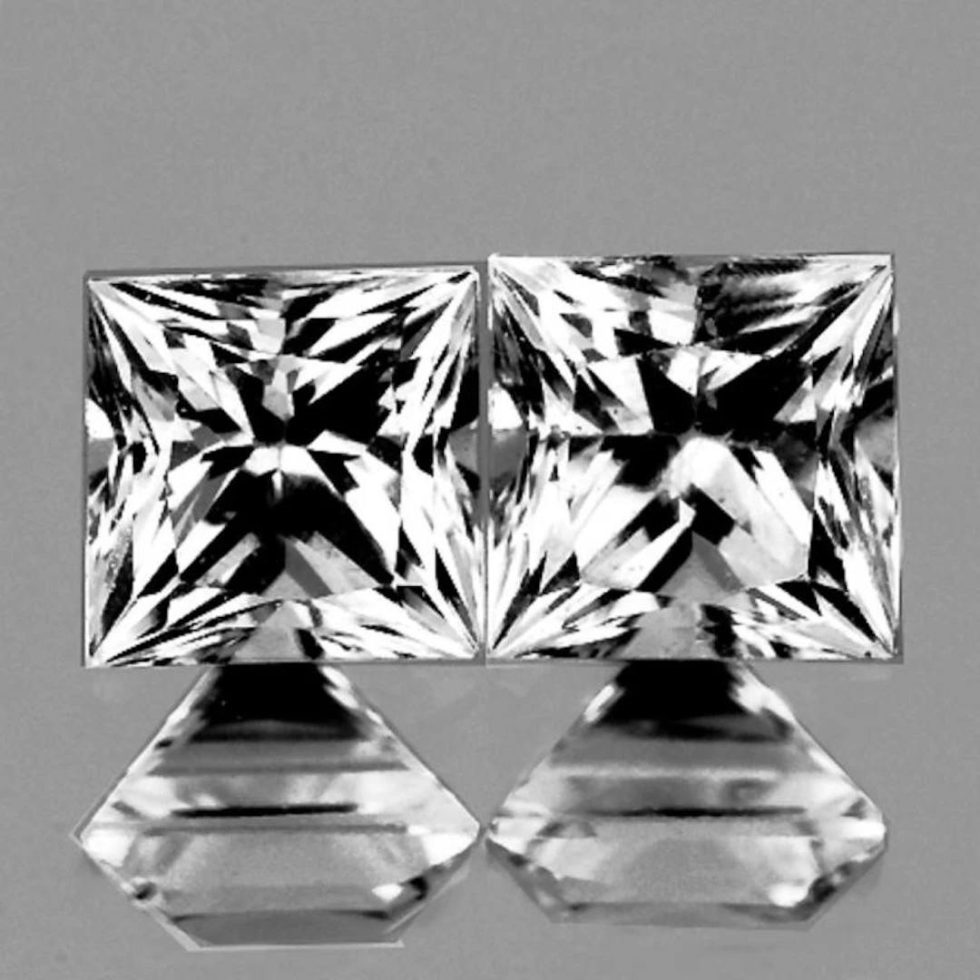 Natural Princess White Sapphire Pair {Flawless-VV