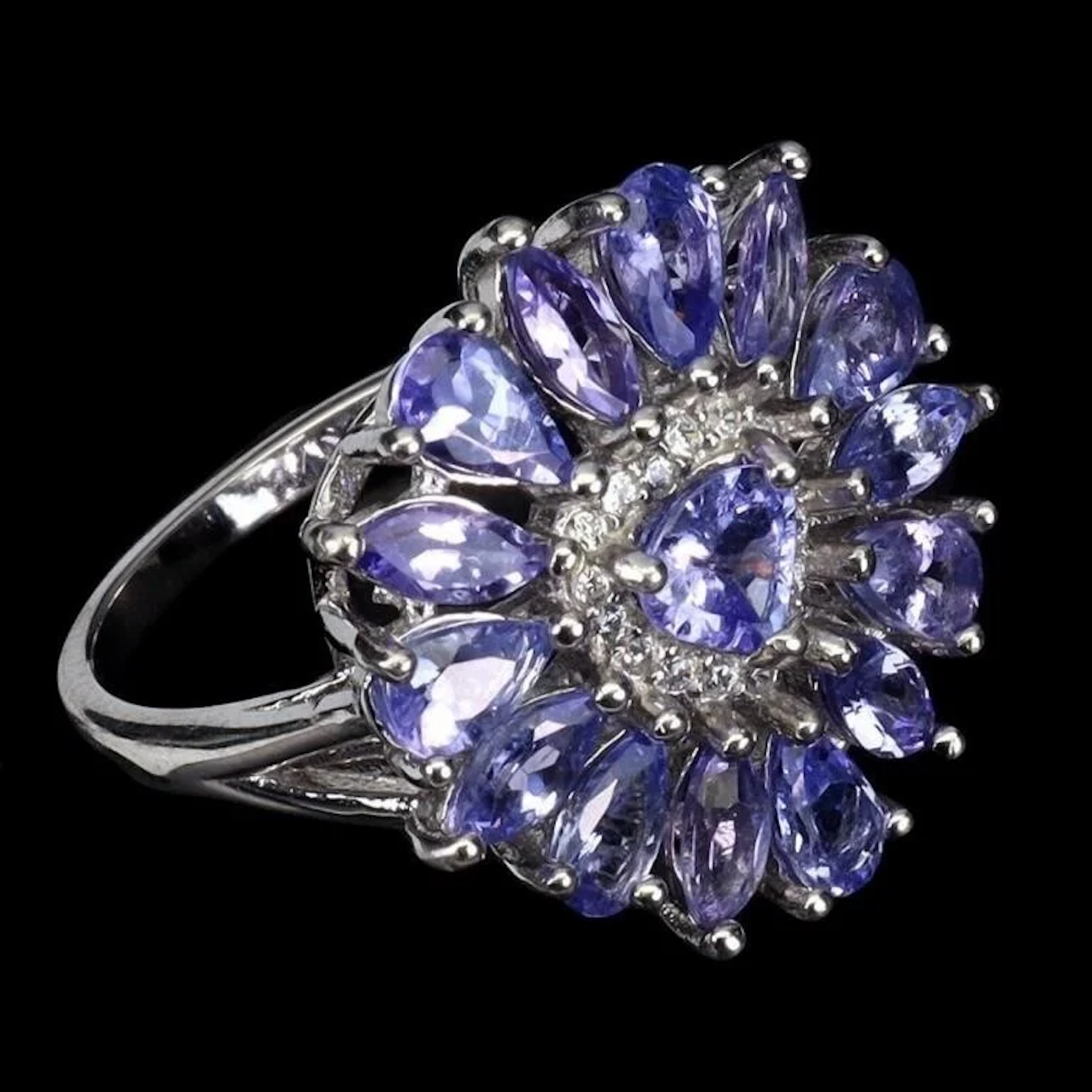 Natural Heart Blue Tanzanite Ring