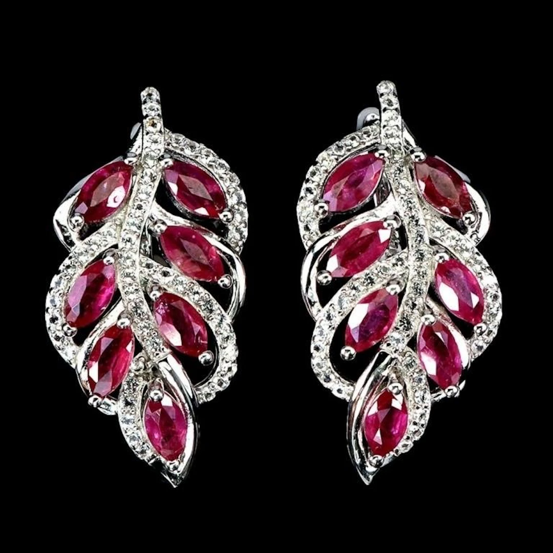 Natural Pigeon Blood Red Ruby Earrings