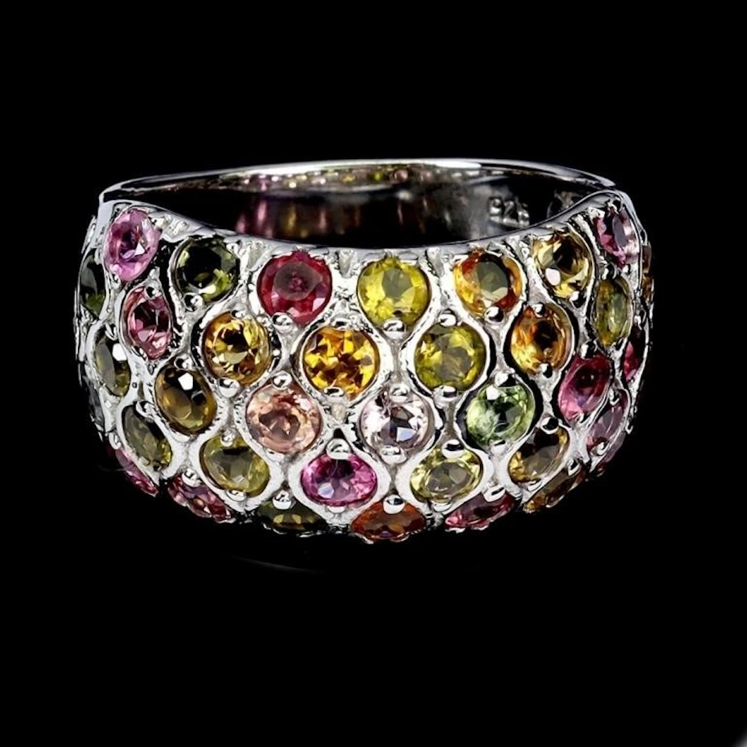 Natural Multi Color Tourmaline Ring