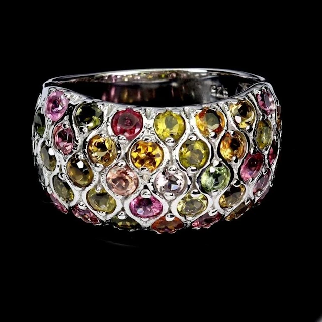 Natural Multi Color Tourmaline Ring