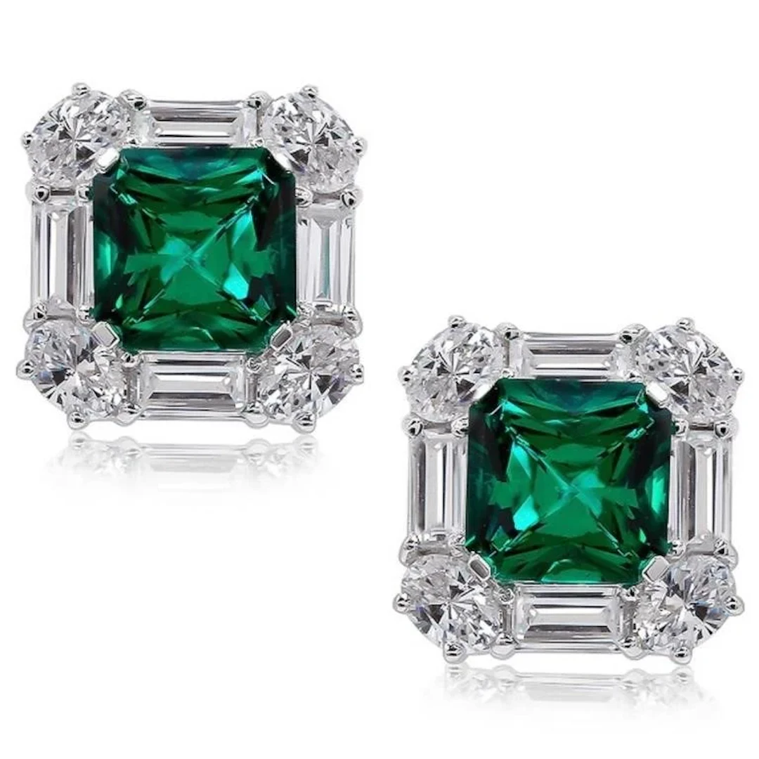Emerald & Diamond EarStuds