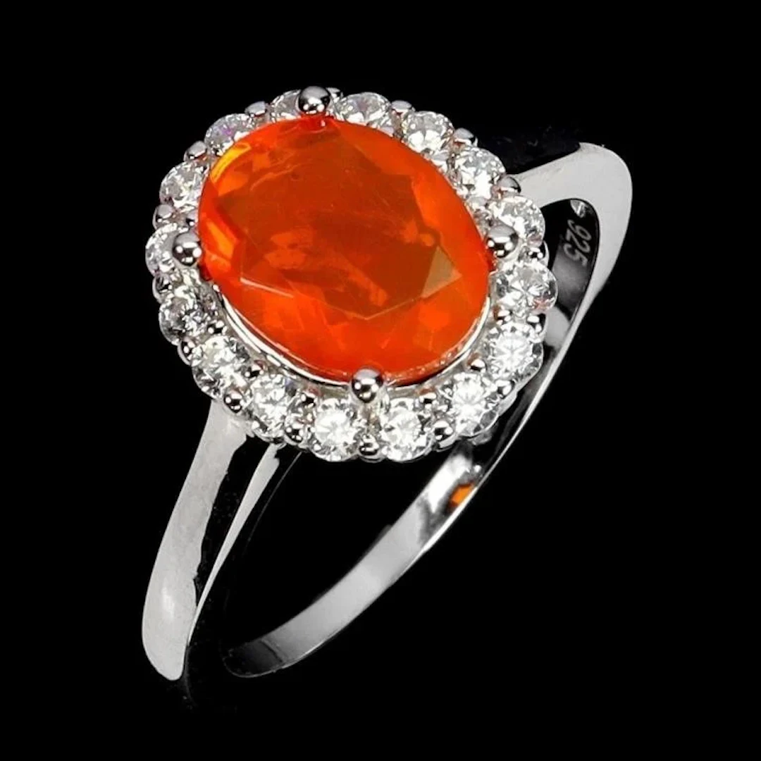 Natural Ethopian Orange Opal Ring