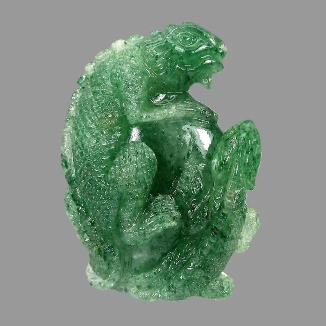 Natural Aventurine 202 Cts Hand Carved Iguana
