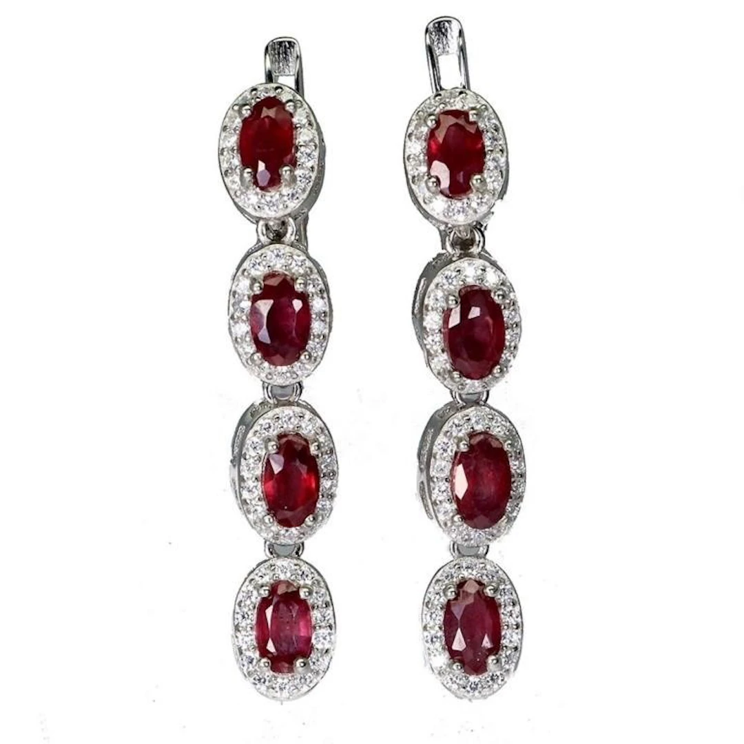 Natural Pigeon Blood Red Ruby Earrings