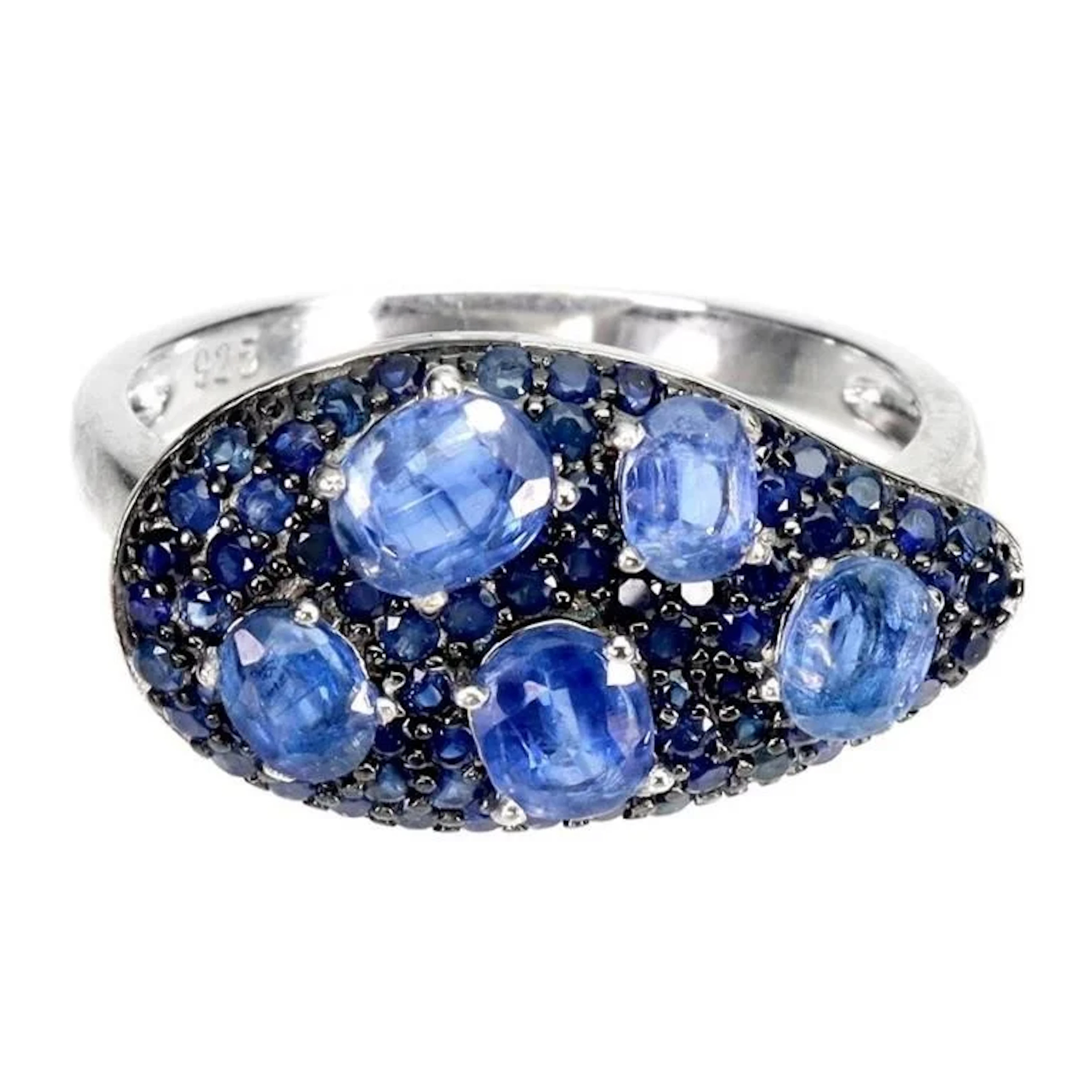 Natural Oval Kyanite & Sapphire Ring