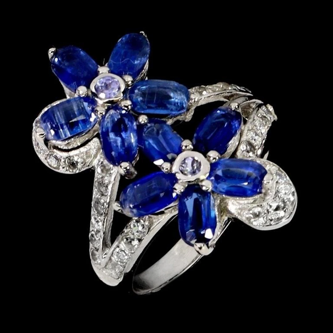 Natural Cornflower Blue Kyanite Ring