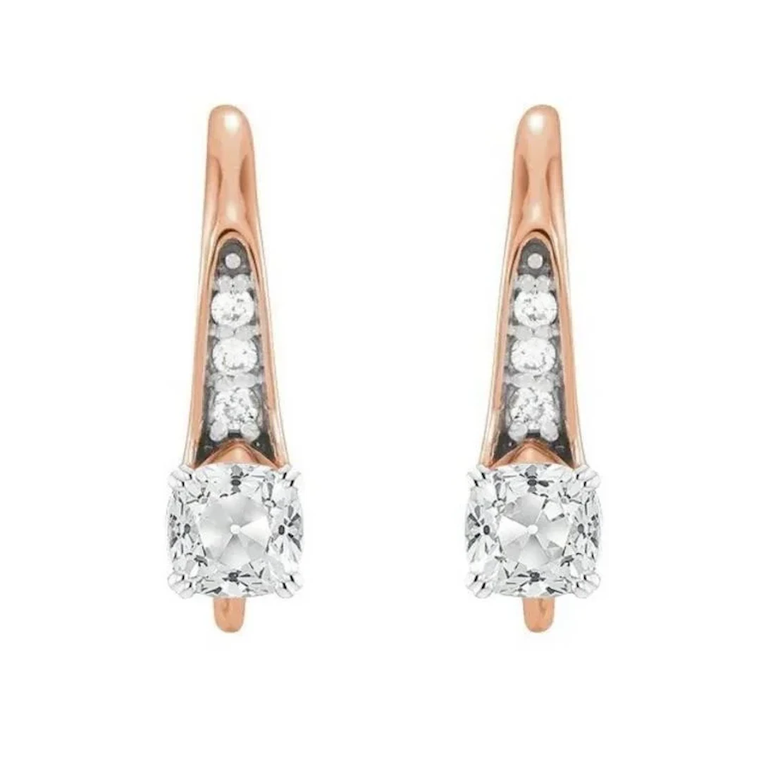Gold & White Diamond 5.00 Cts Earrings
