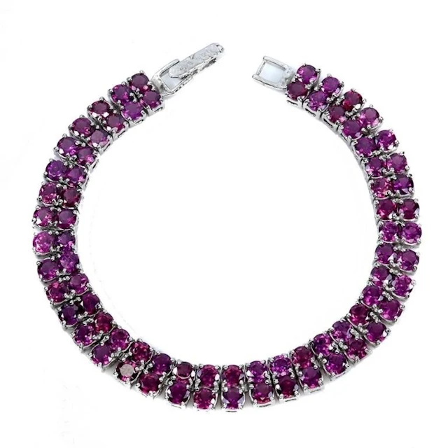 Natural Rhodolite Garnet Bracelet