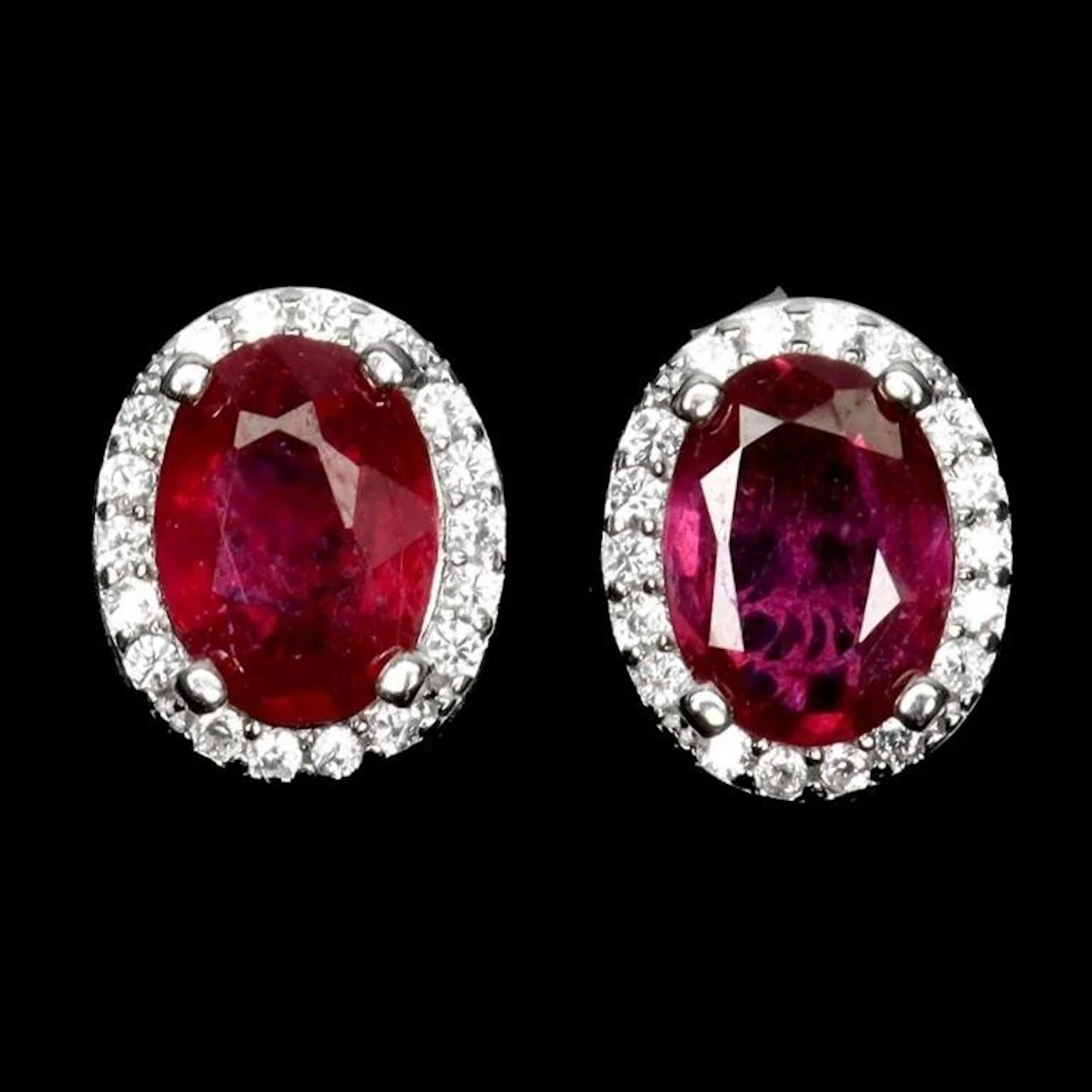 Natural Oval Red Ruby Earrings