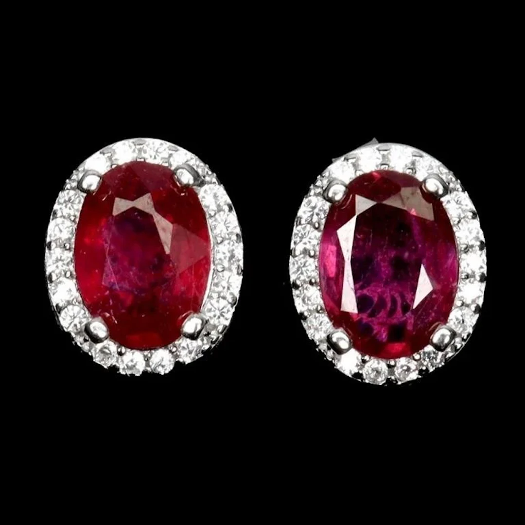 Natural Oval Red Ruby Earrings