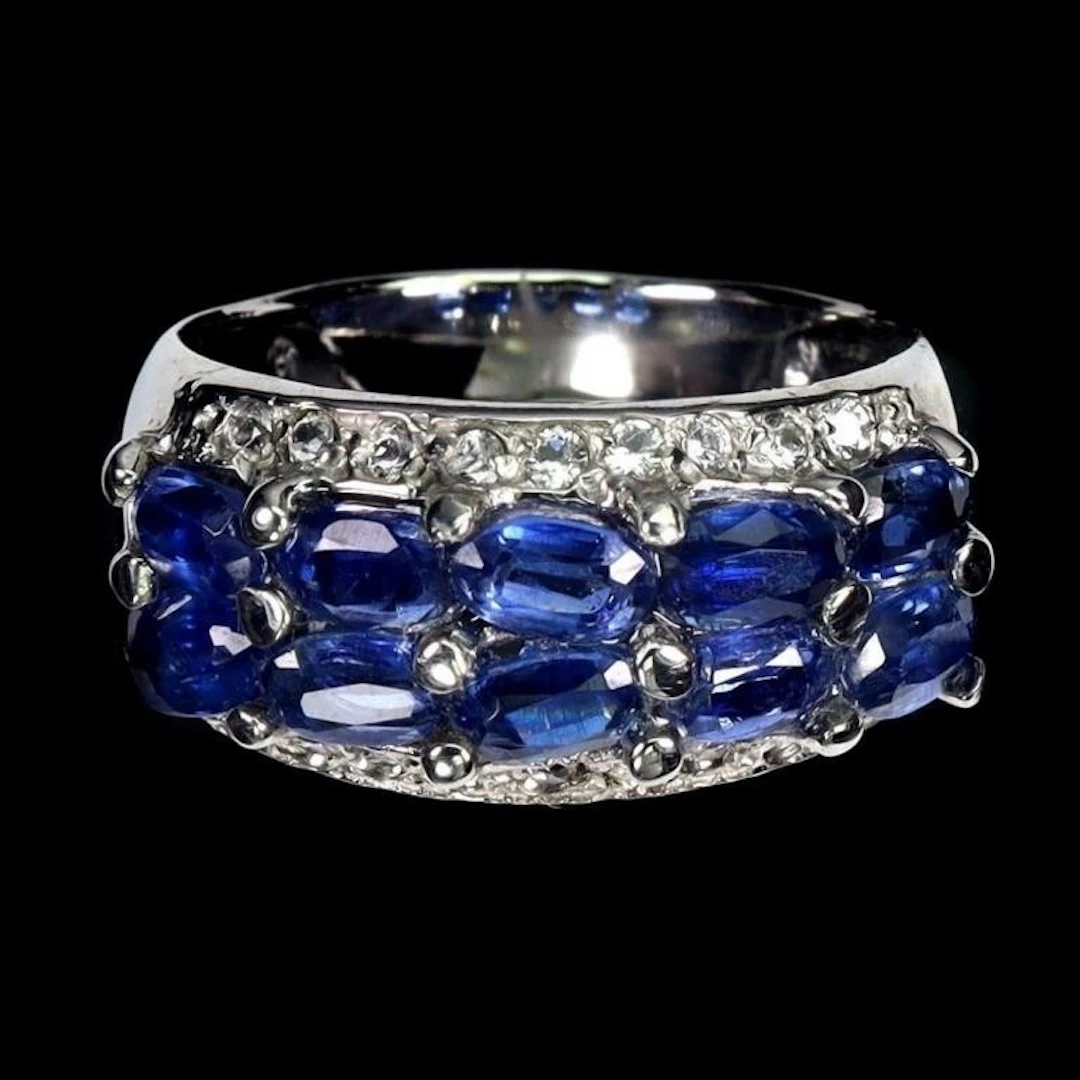 Natural Cornflower Blue Kyanite Ring