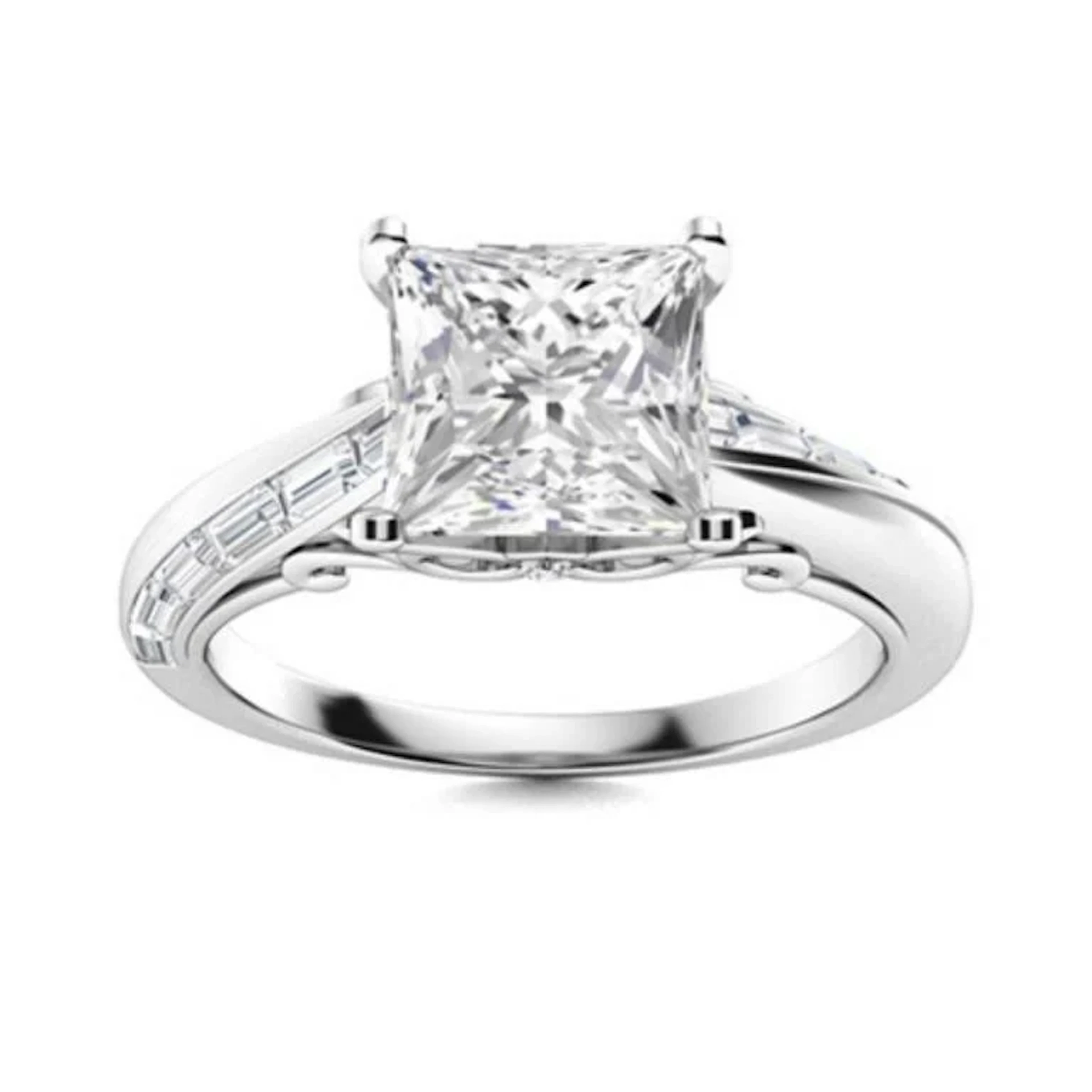 Gold & Brilliant White Diamond 2.50 Cts Ring - E/V