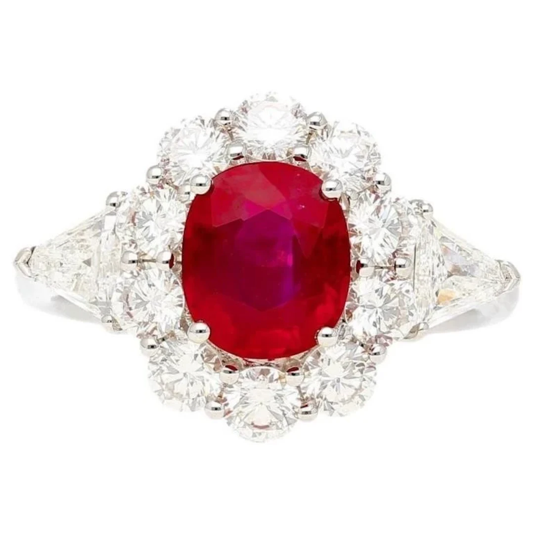 Gold & Pigeon Blood Red Ruby & Diamonds Ring