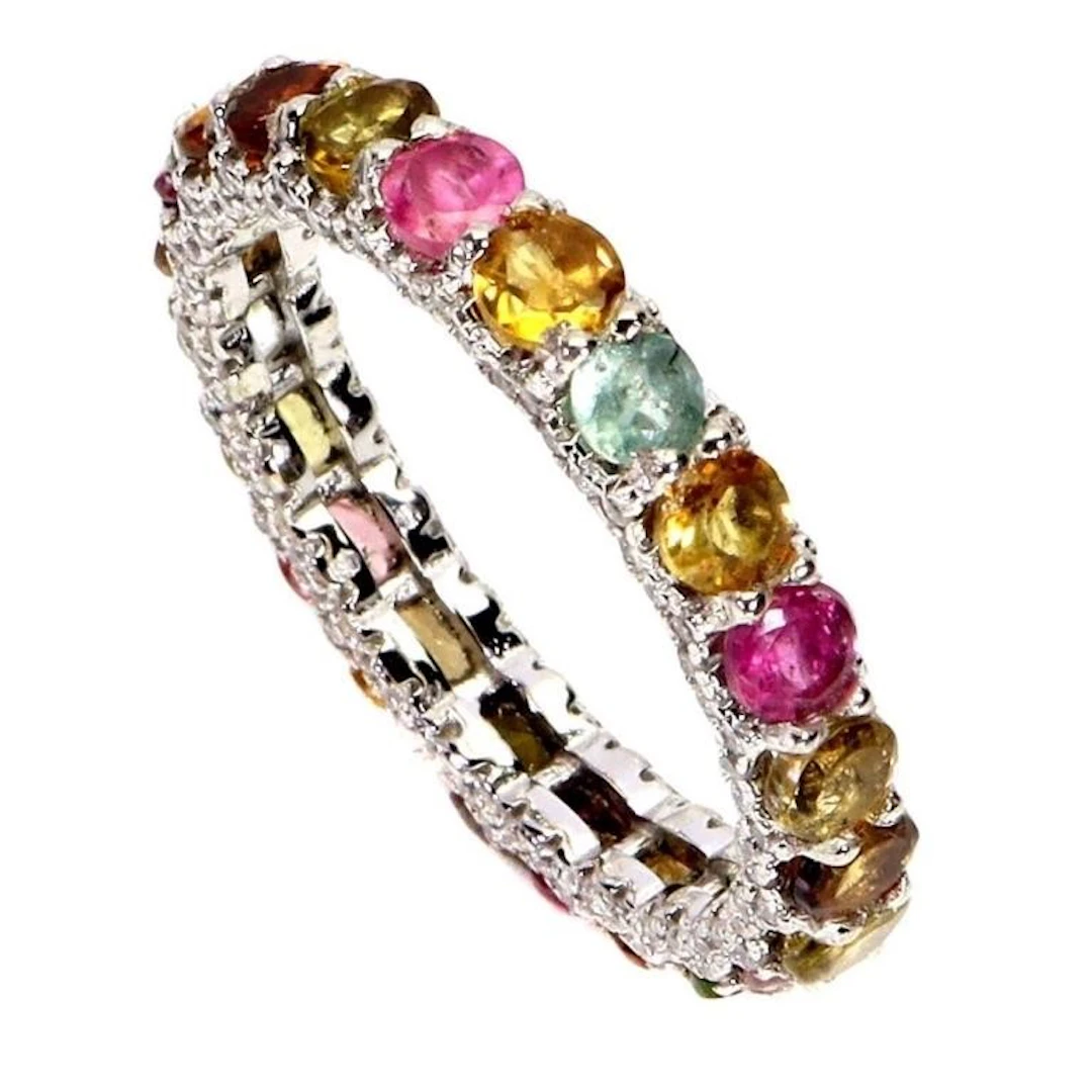 Natural Untreated Fancy Tourmaline Eternity Ring