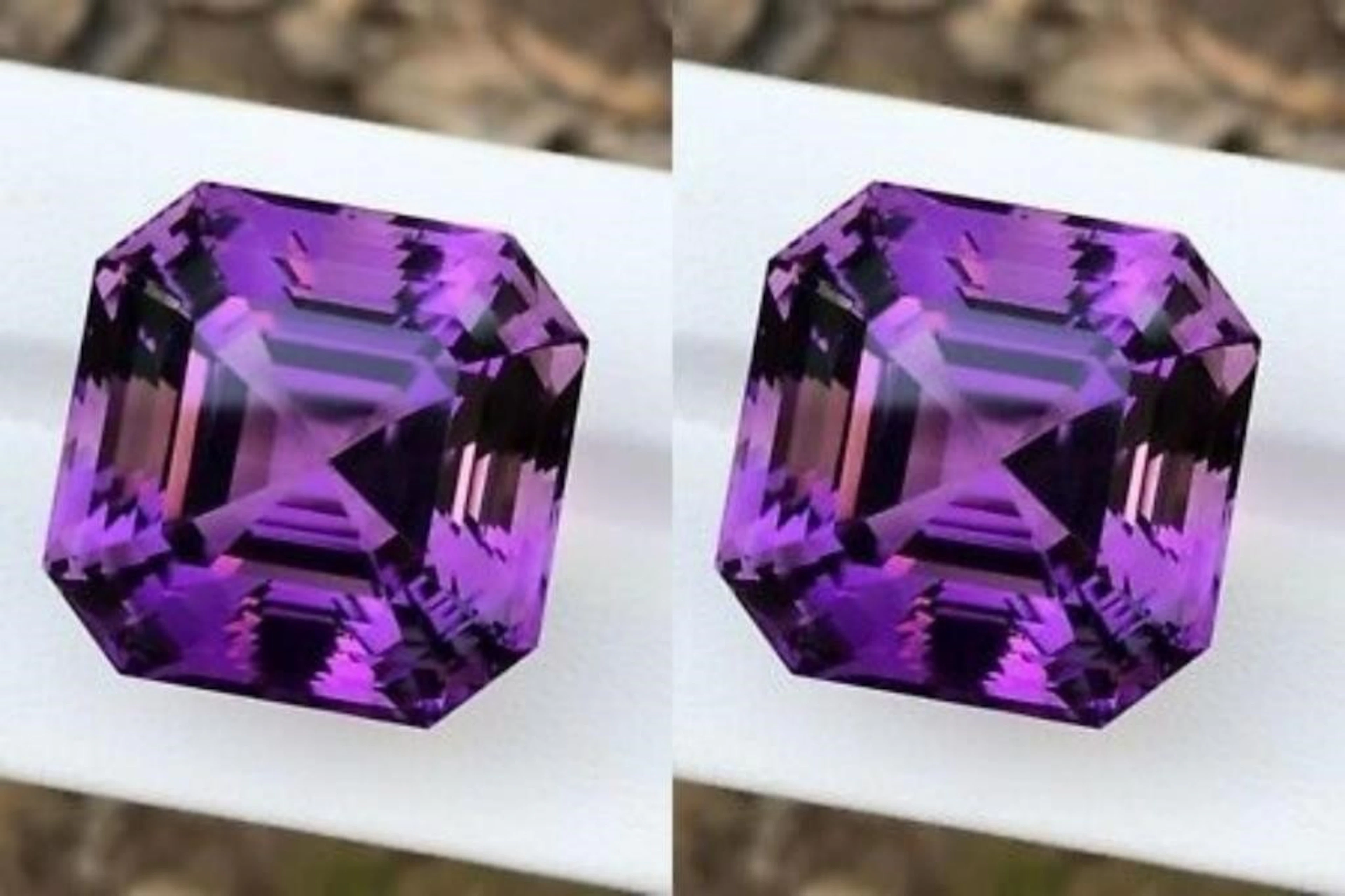 Natural Asscher Amethyst Pair 20.00 MM - FL/VVS