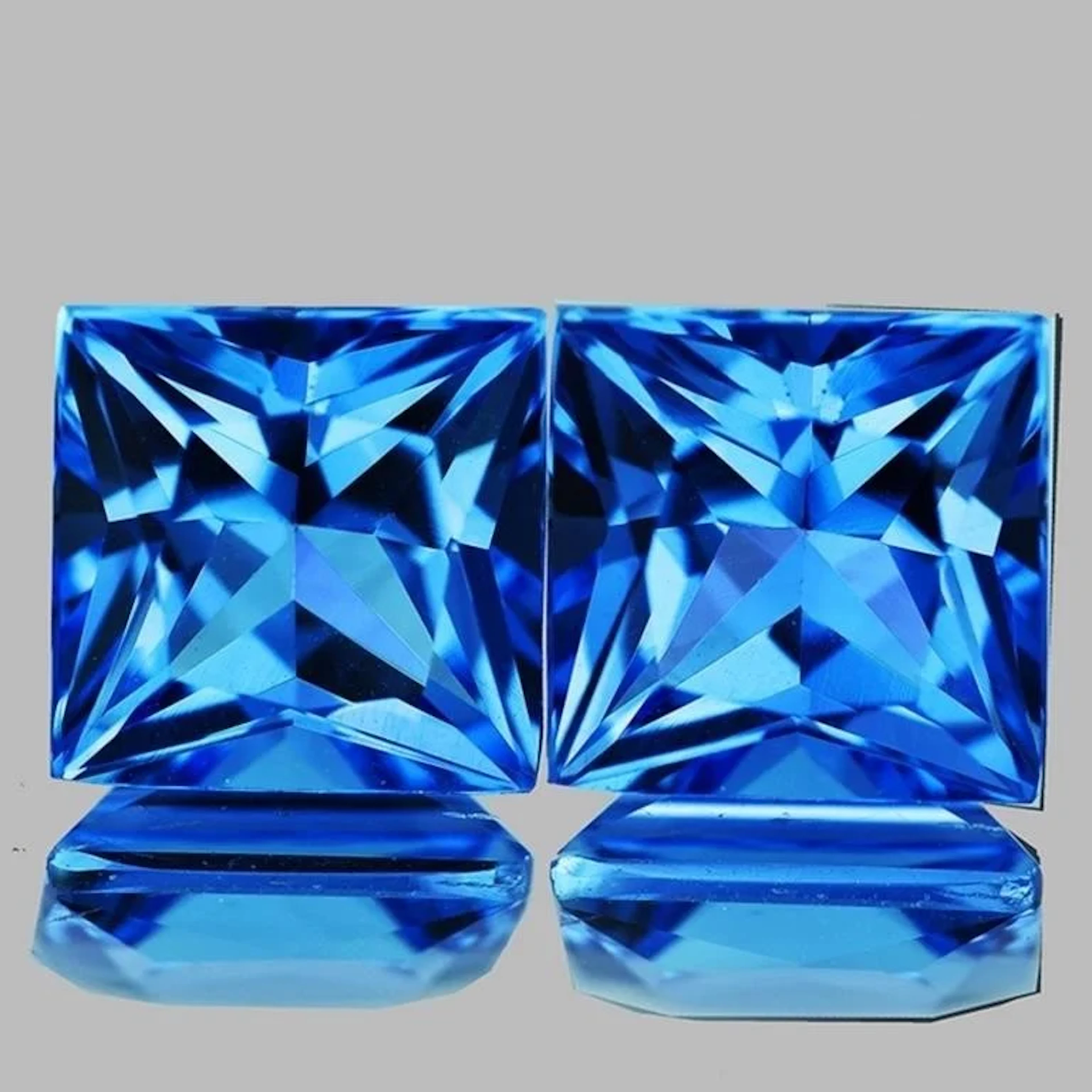 Natural Princess Swiss Blue Topaz Pair{Flawless-VV