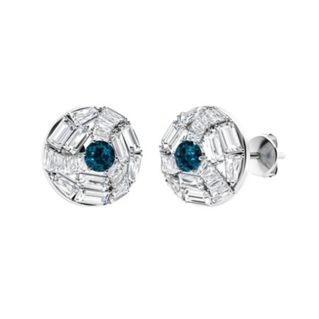 Gold Natural London Topaz Diamonds EarStuds